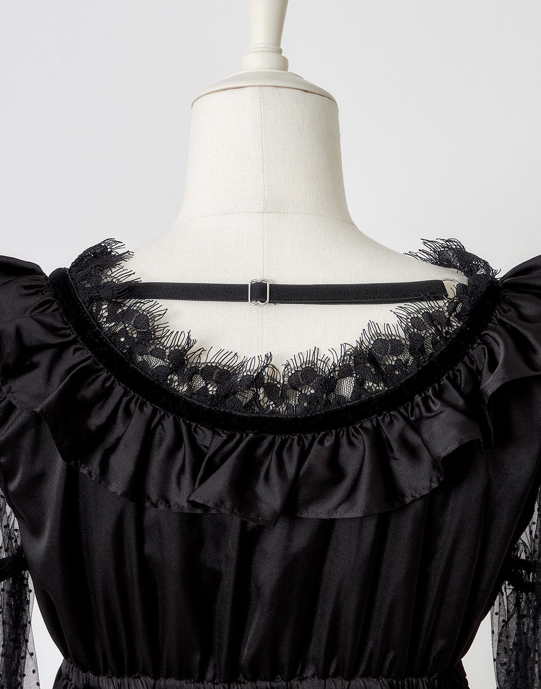AVENCHUMU Dot tulle & ribbon satin babydoll