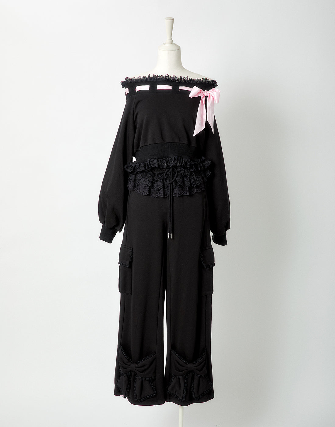 <Deliver in Late September> AVENCHUMU Tutu lace sweat ribbon pants