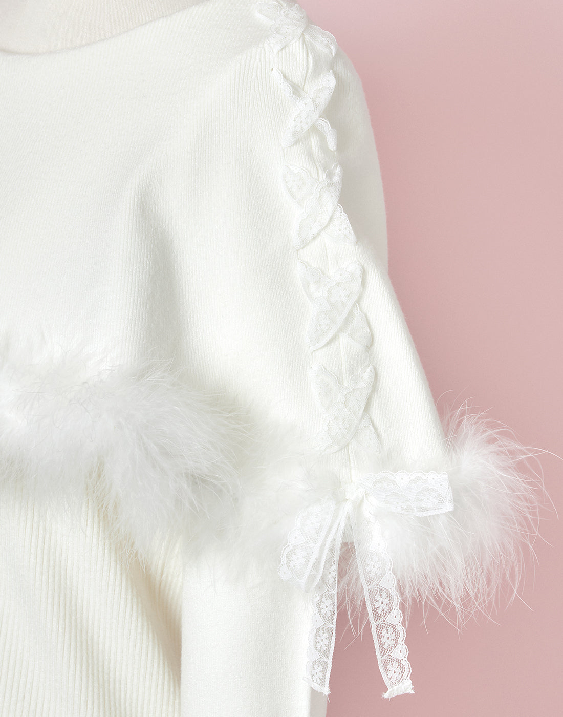 mellfy memory Fluffy lace-up cape Knit Top