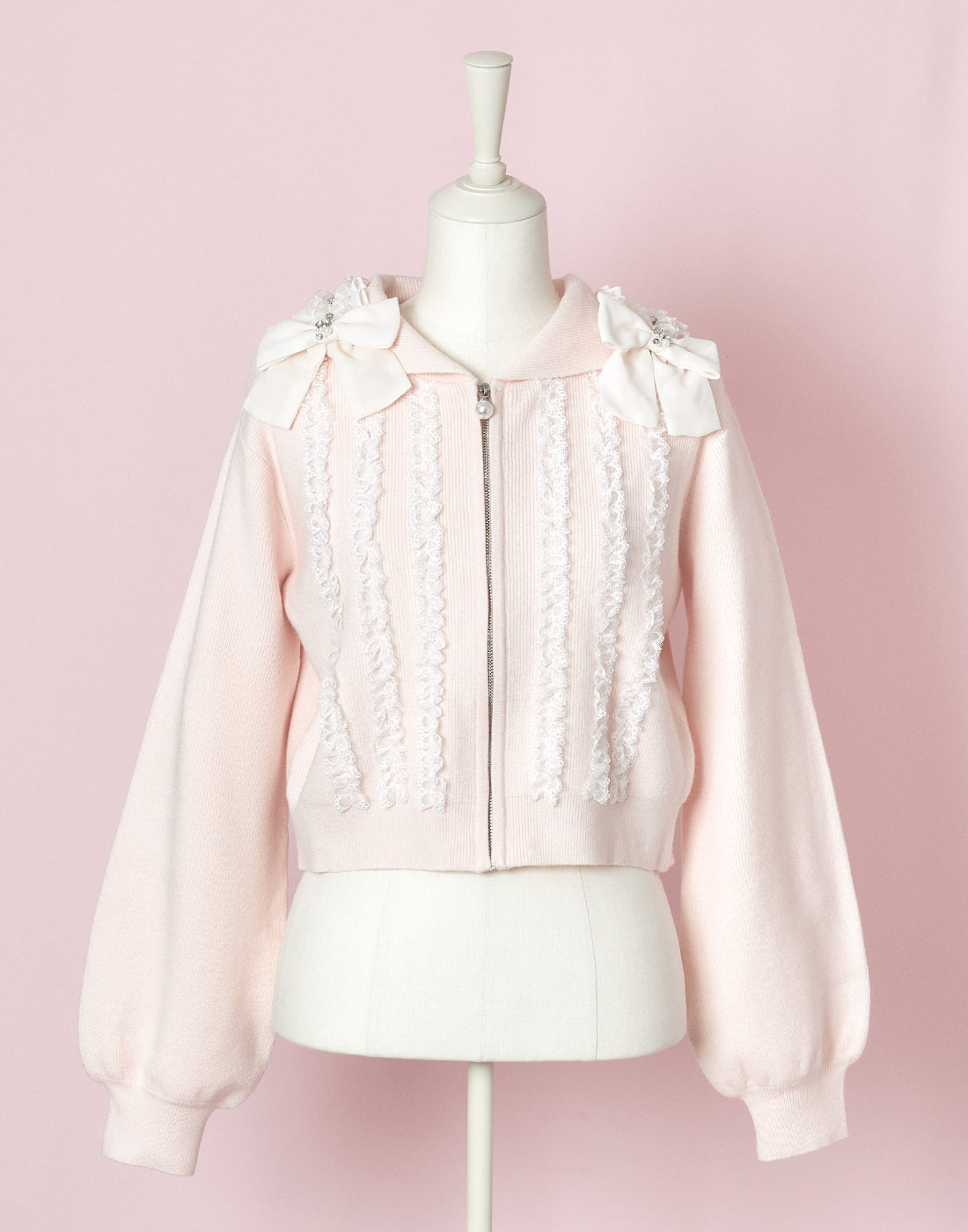mellfy memory Ribbon & lace ruffle headdress hoodie