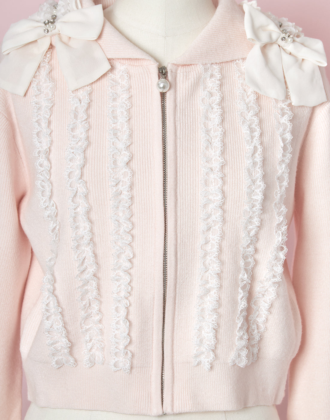 mellfy memory Ribbon & lace ruffle headdress hoodie