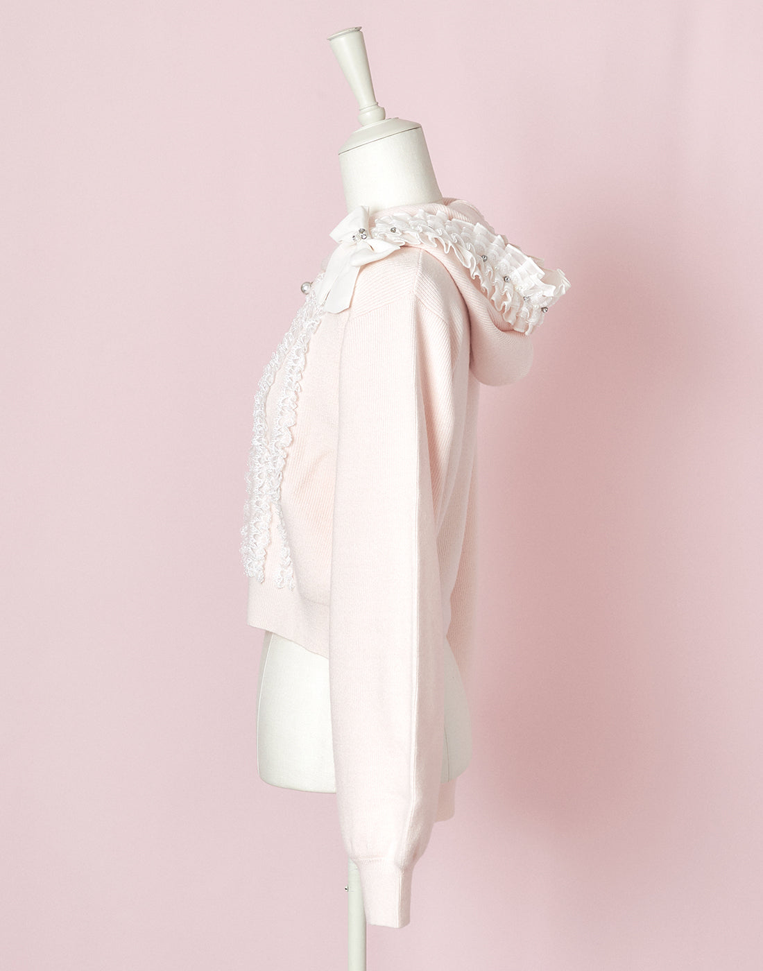 mellfy memory Ribbon & lace ruffle headdress hoodie