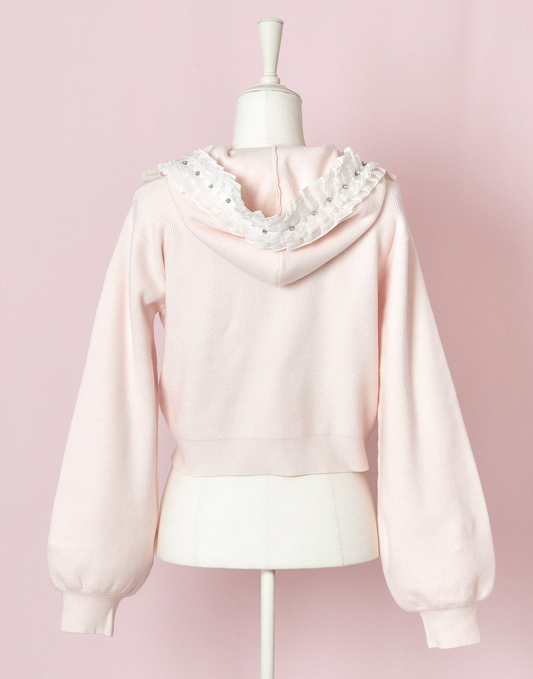 mellfy memory Ribbon & lace ruffle headdress hoodie