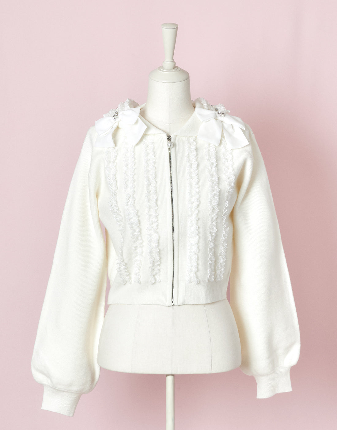 mellfy memory Ribbon & lace ruffle headdress hoodie