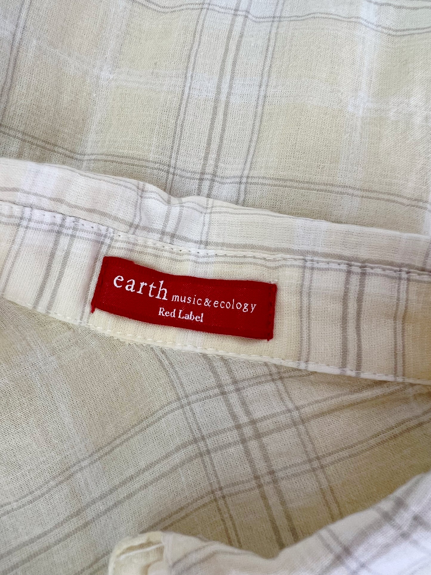 earth music&ecology Checked Cotton Shirt (Baby yellow)