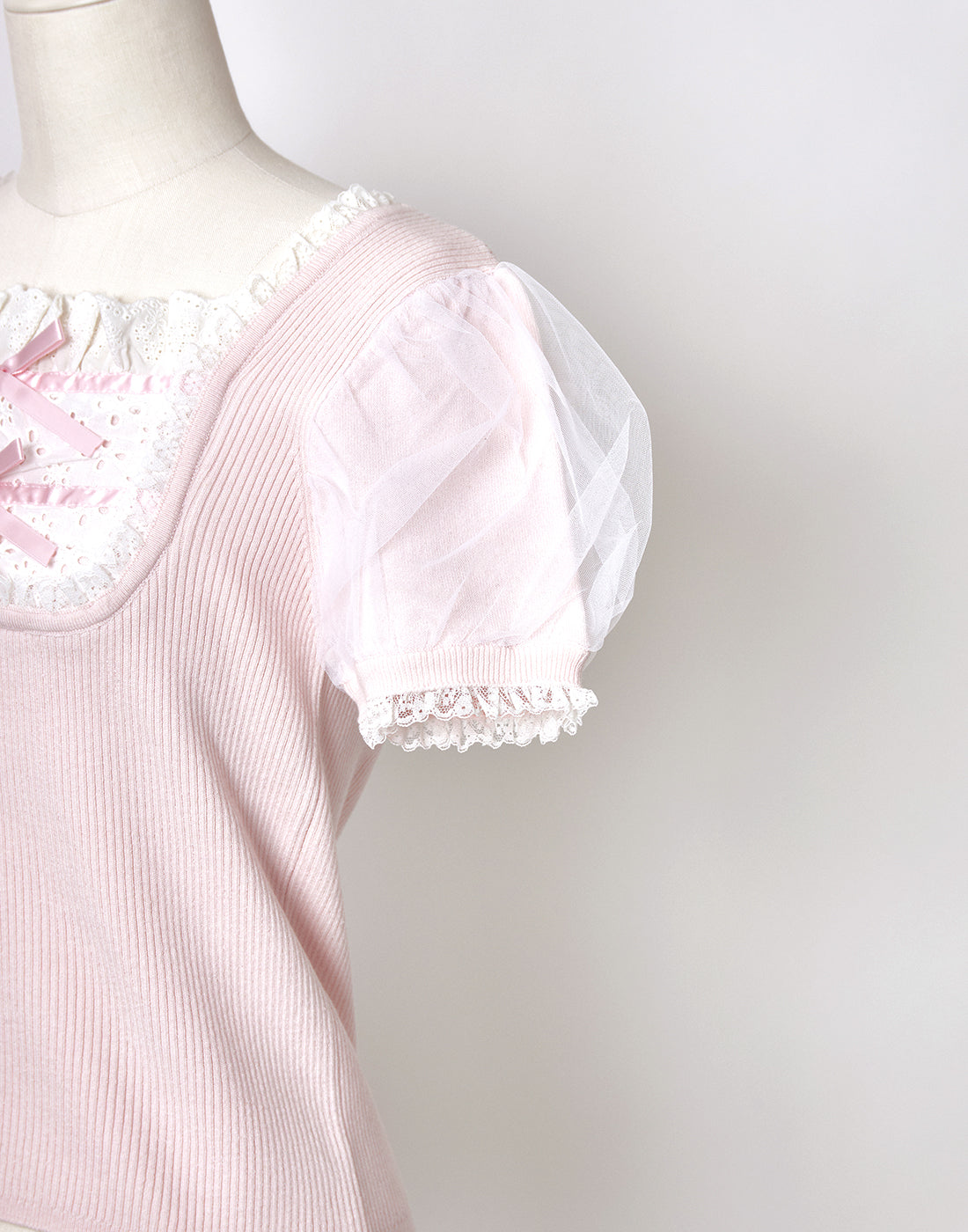 mellfy memory Cotton lace cute twin ribbon Top