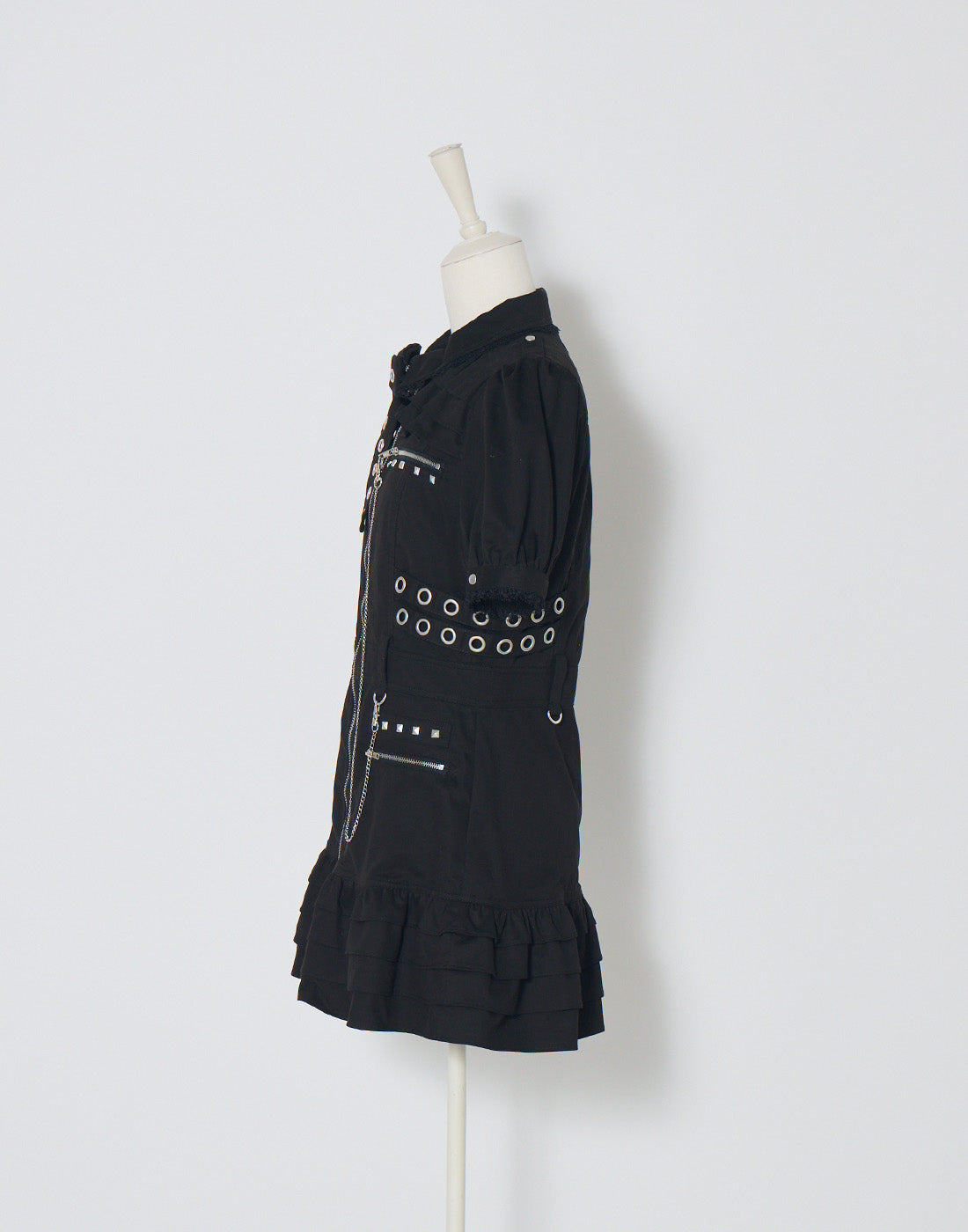 AVENCHUMU Front zip studded belt mini one piece