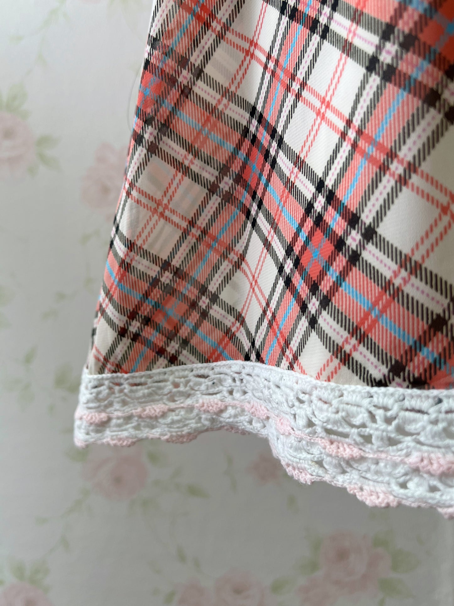 L'EST ROSE Crocheted Checked Camisole Dress