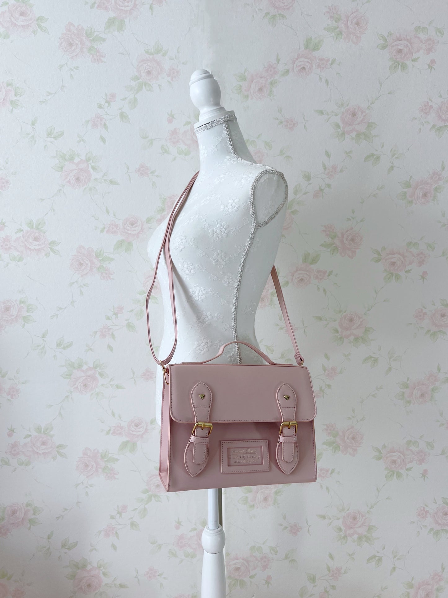 (35% OFF) 2 Way Heart Studs Hand Shoulder Bag (Pink)
