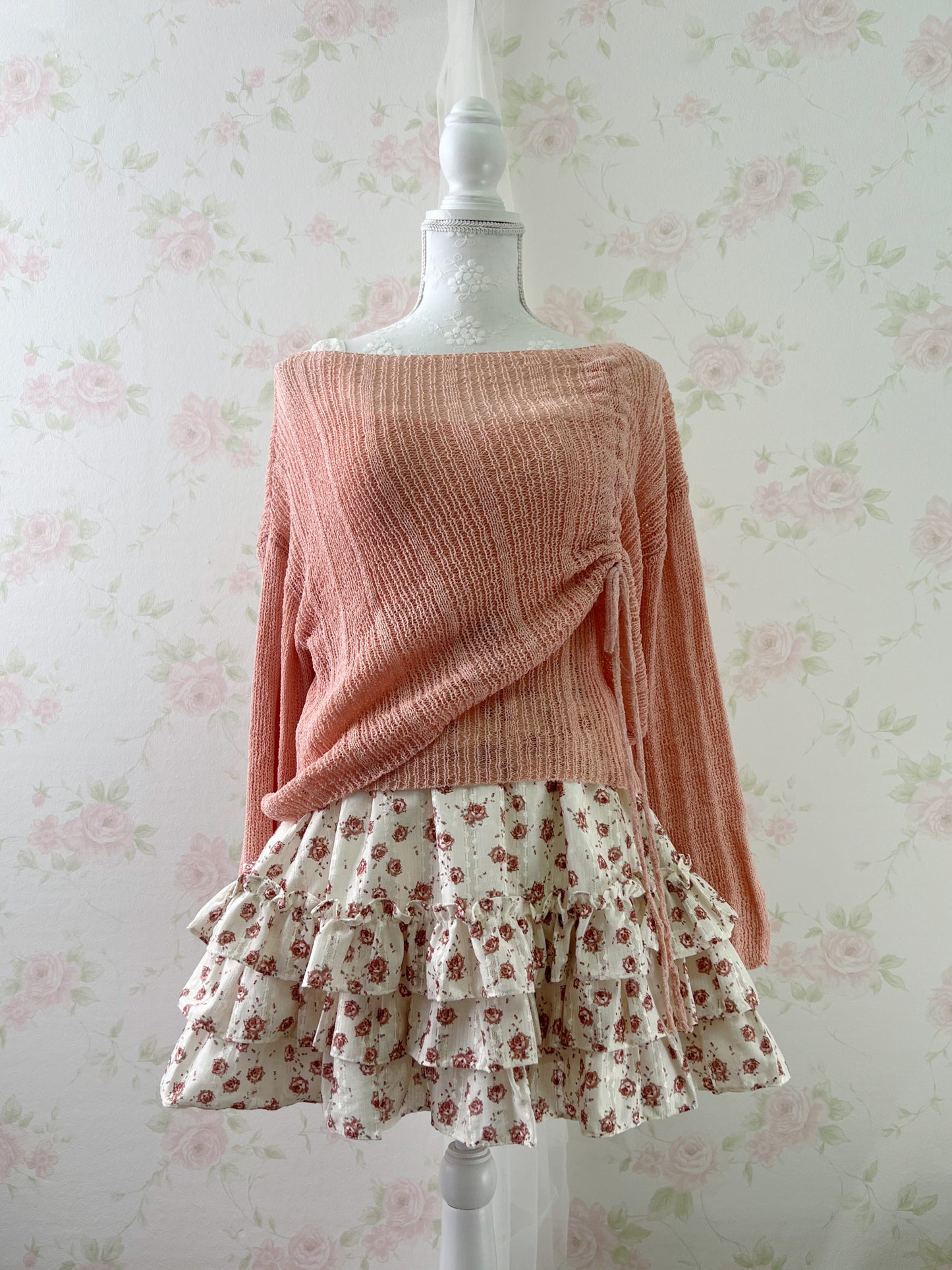 Ank Rouge Rose Lace Tiered Skirt