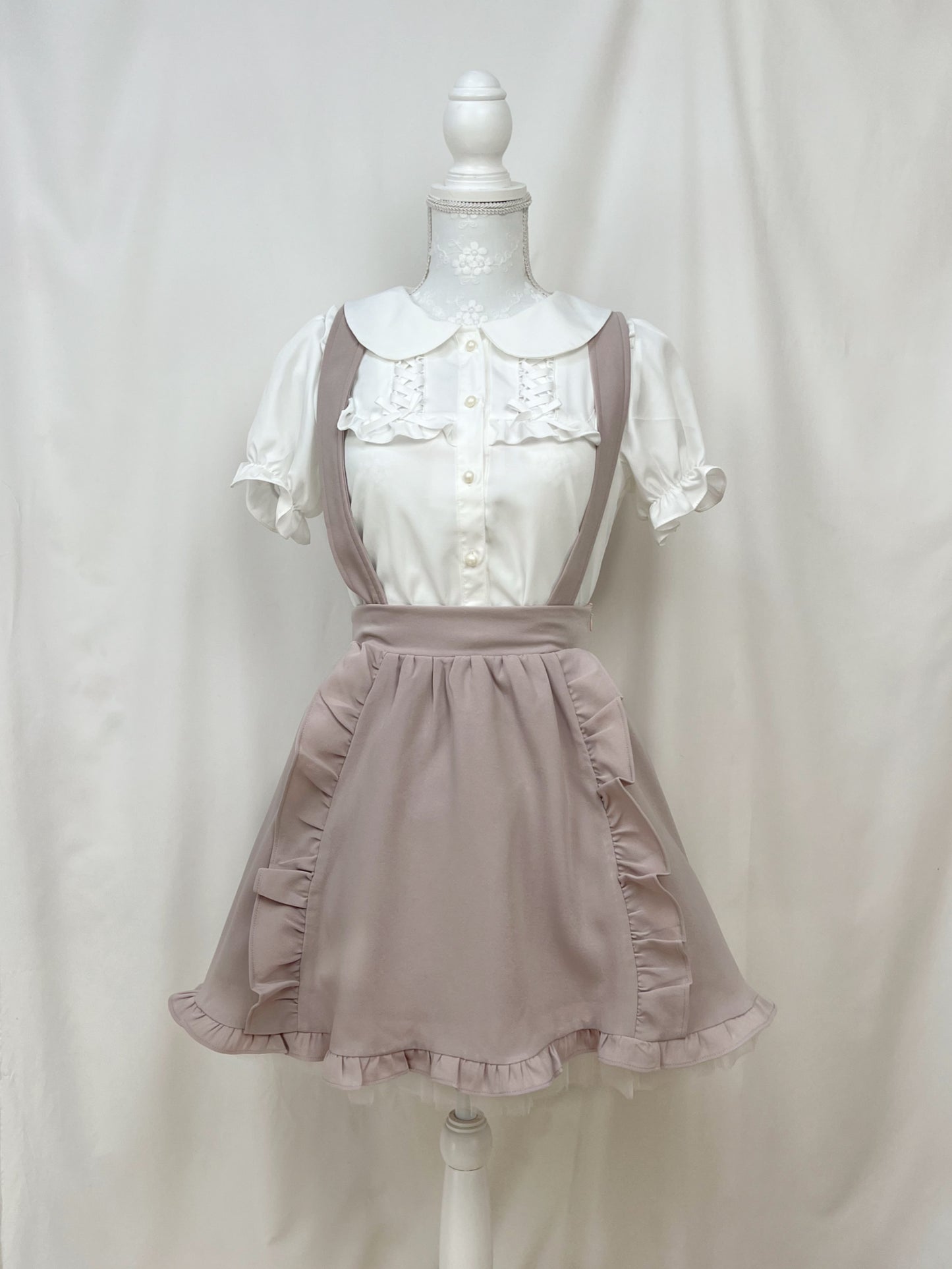 ROJITA Ruffled Jumper Skirt (Moca Beige)