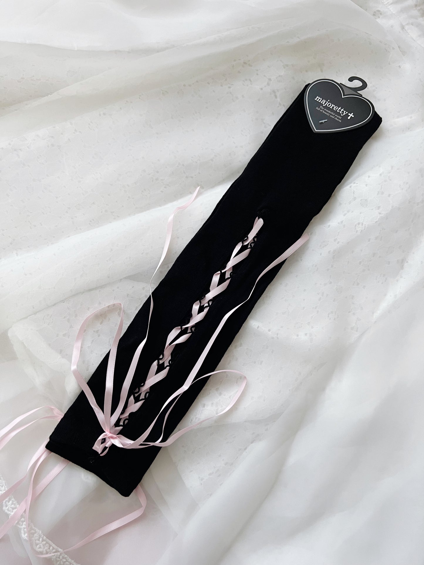 majoretty Laced Up High Socks (Pink X Black)