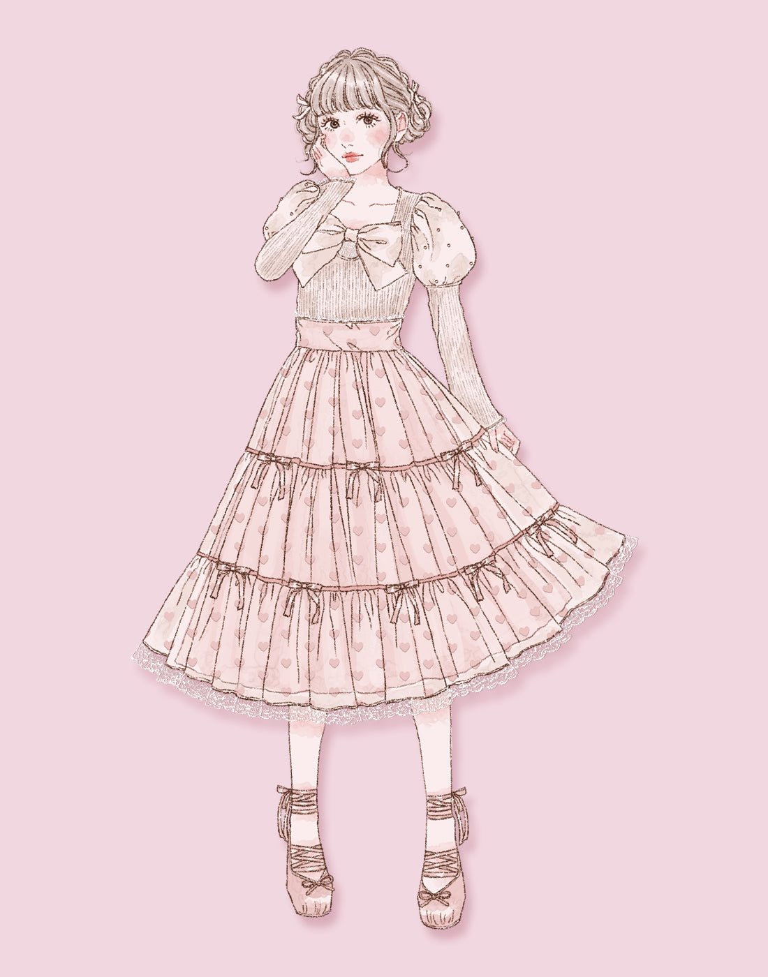 (September Delivery) mellfy memory Dreamy heart tulle Skirt