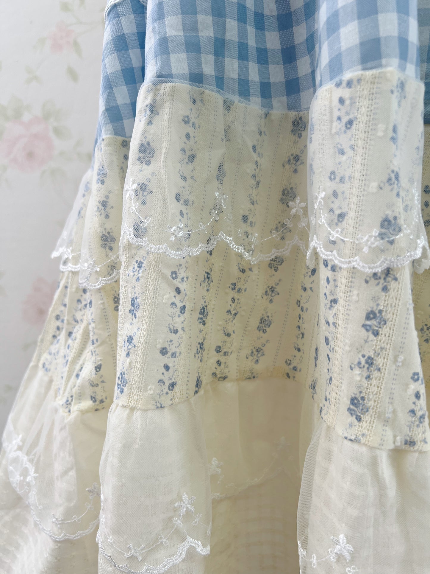 Patchwork Lace Layered Dress (Blue)