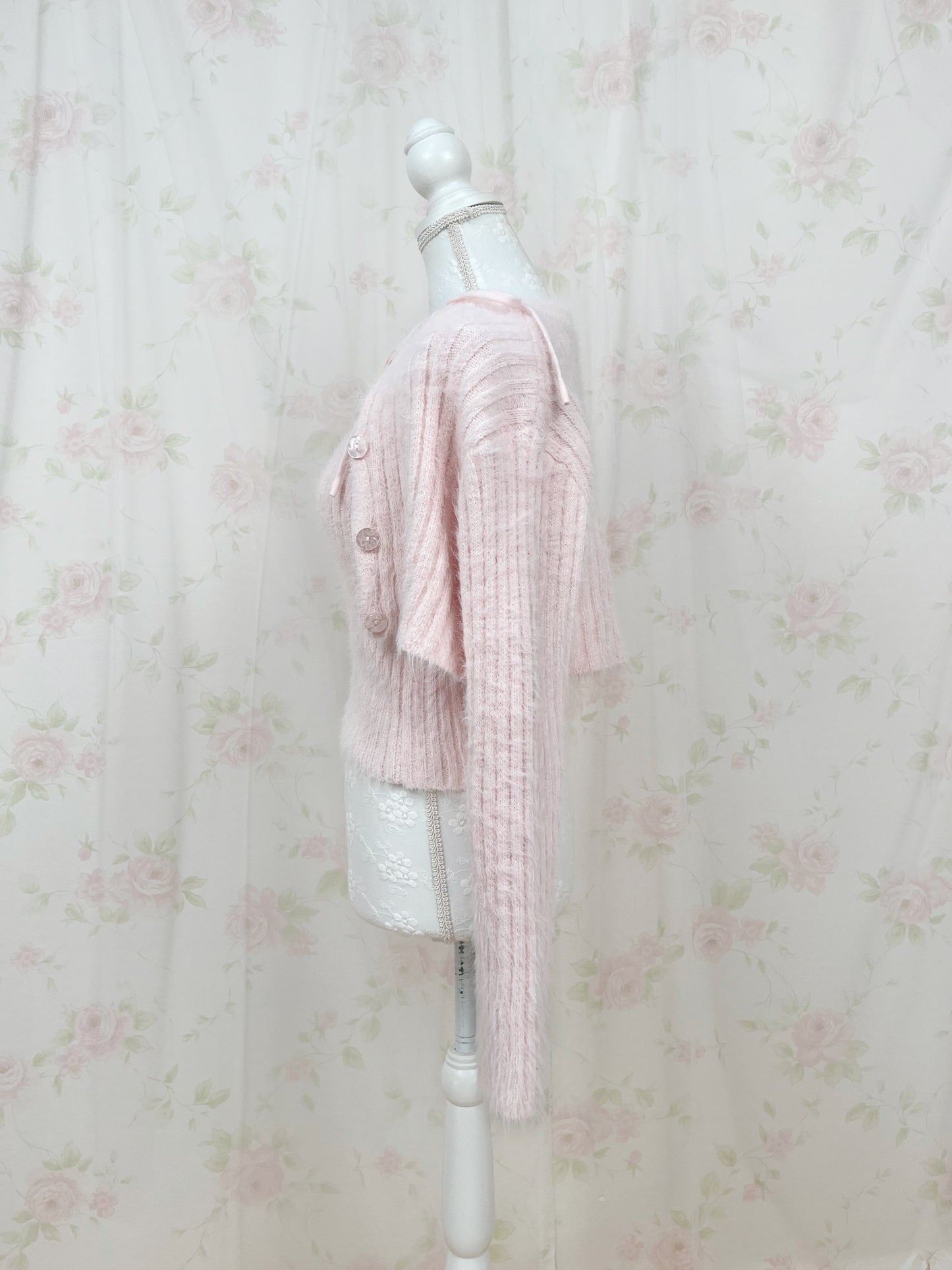 GRL Shaggy Camisole Set Cardigan (Baby Pink)