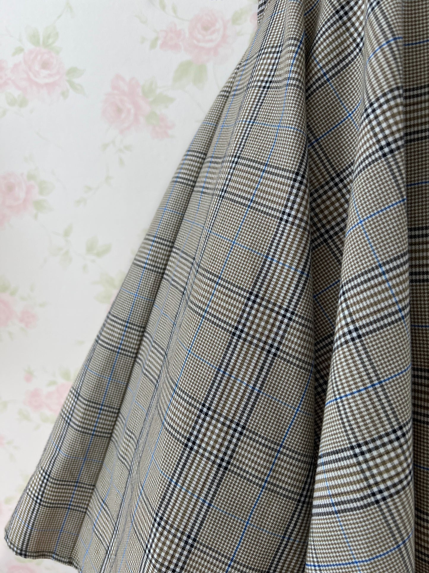 Honey Cinnamon Puff Sleeved Checked Dress