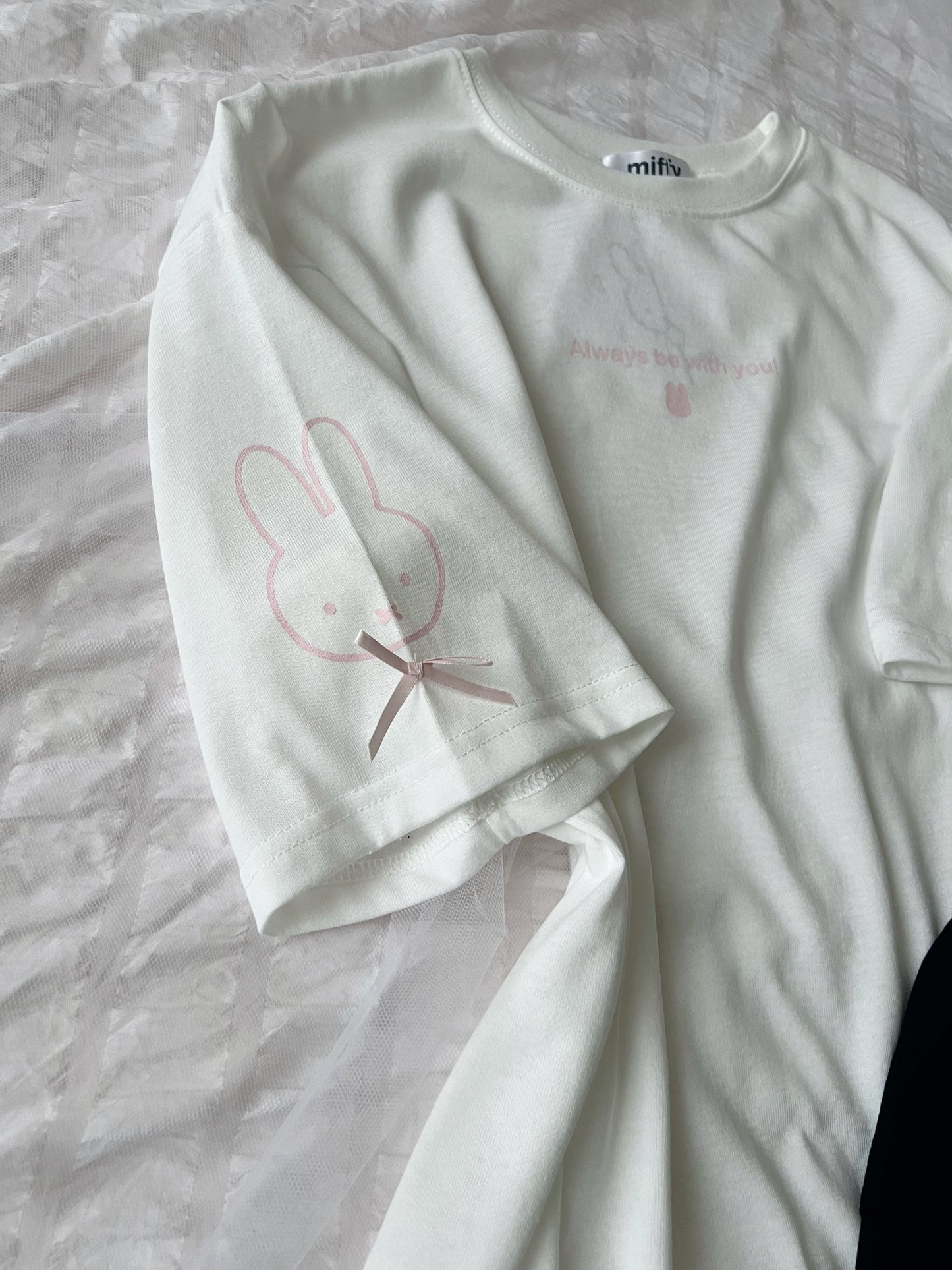 miffy Sleeve Face Print T-Shirt (White)