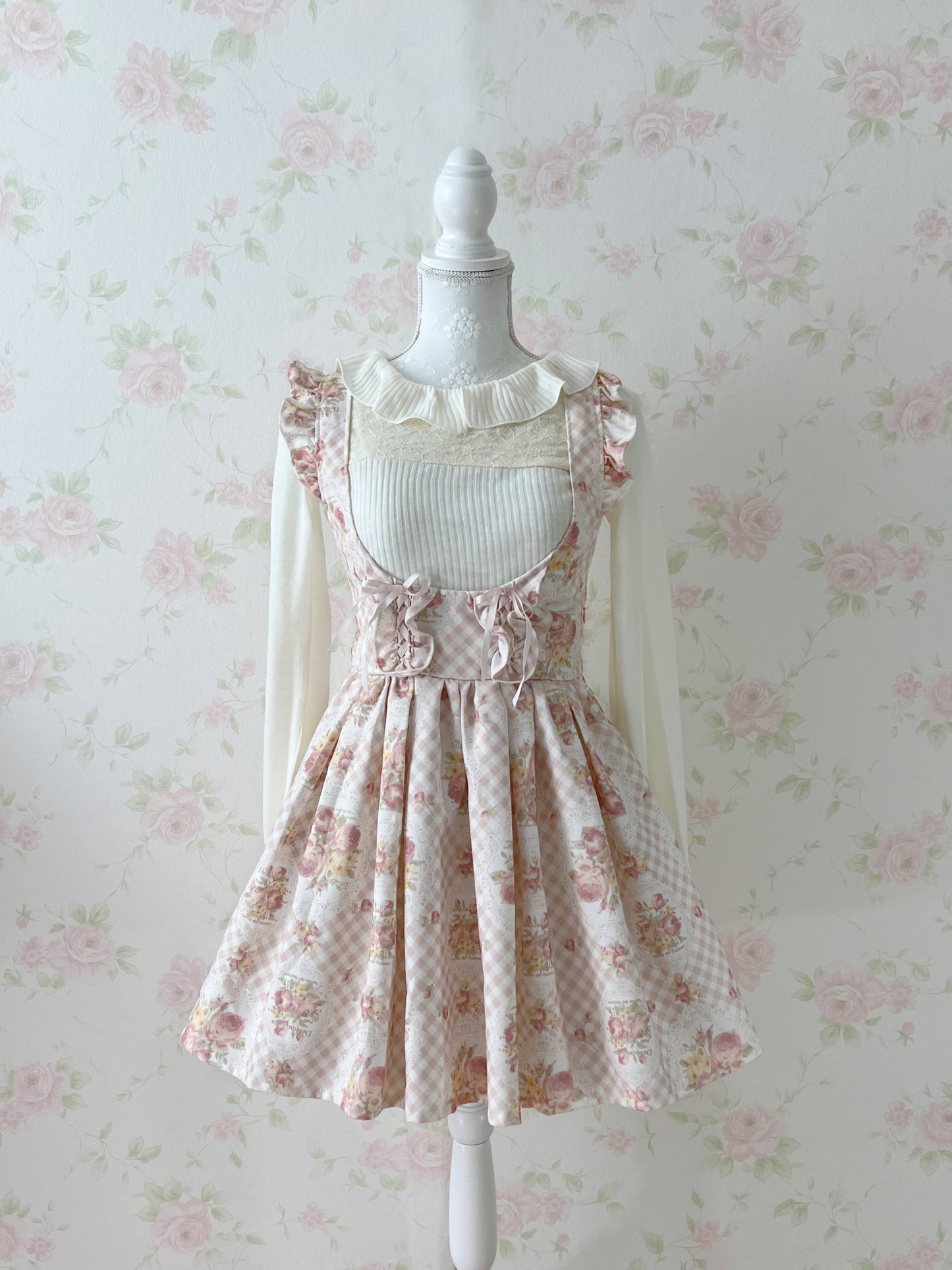 LIZ LISA My Melody Collaboration Checked Jumper Skirt (Peach Pink)