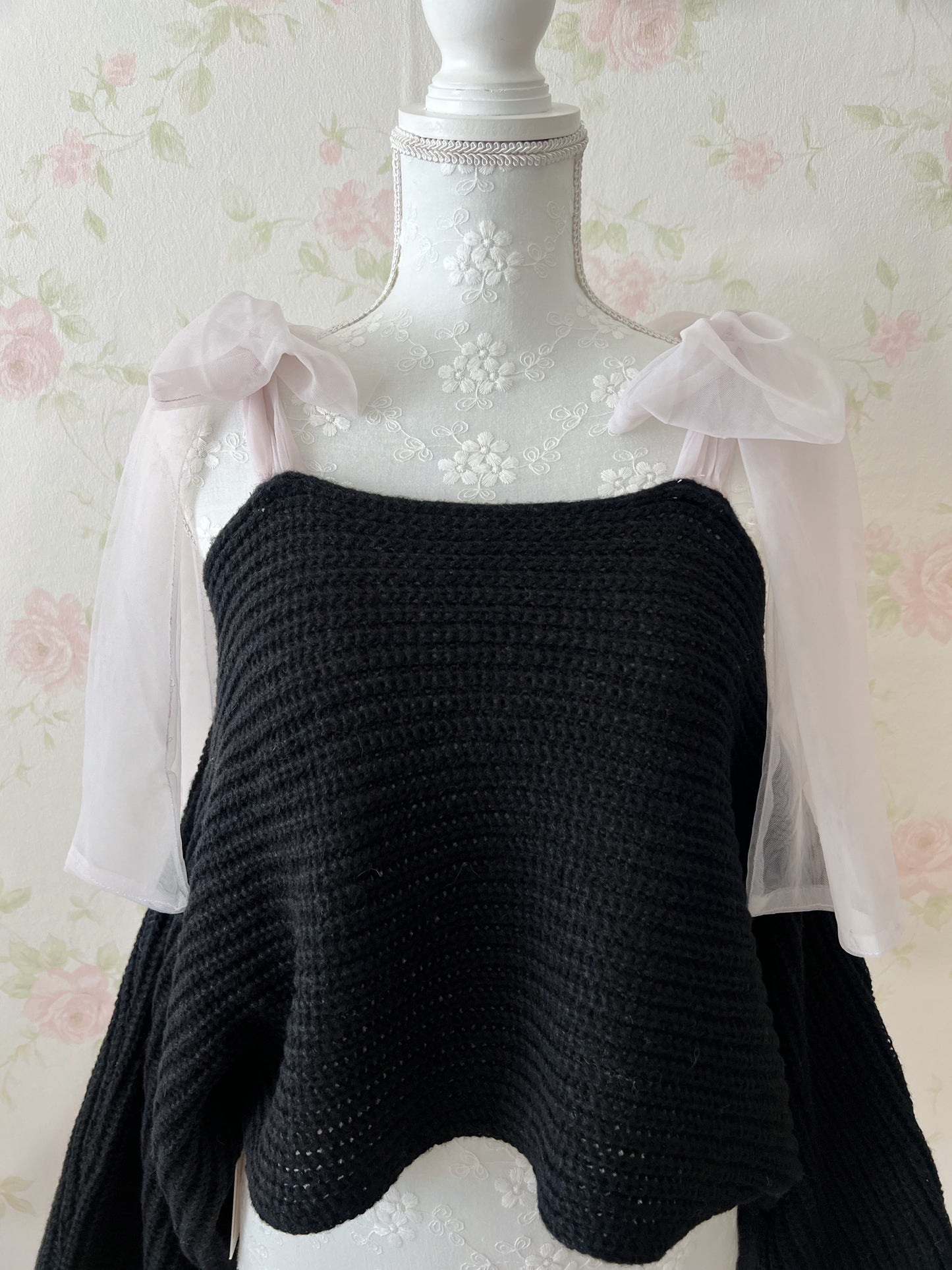 GRL Chiffon Bow Loose Sweater(Black)