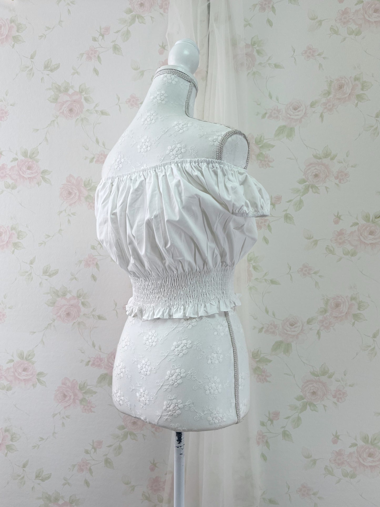GRL 2 Way Shoulder Cotton Blouse (White)