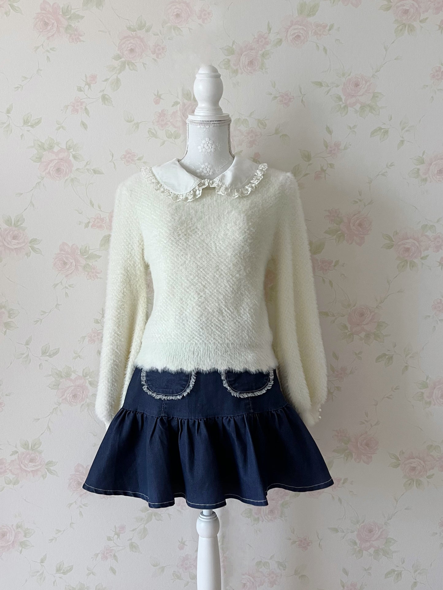 by LOVEiT Heart Button Denim Skirt