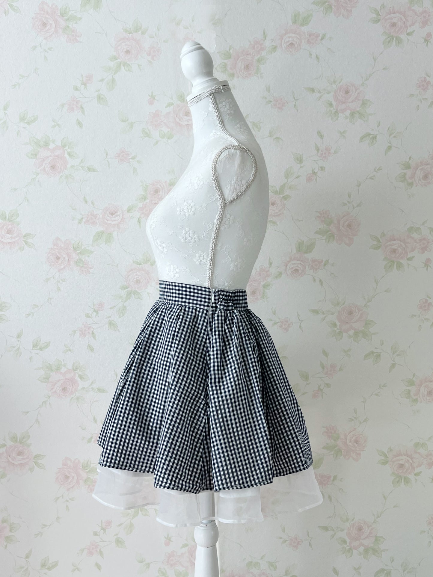 evelyn Checked Dolly Skirt (Black)