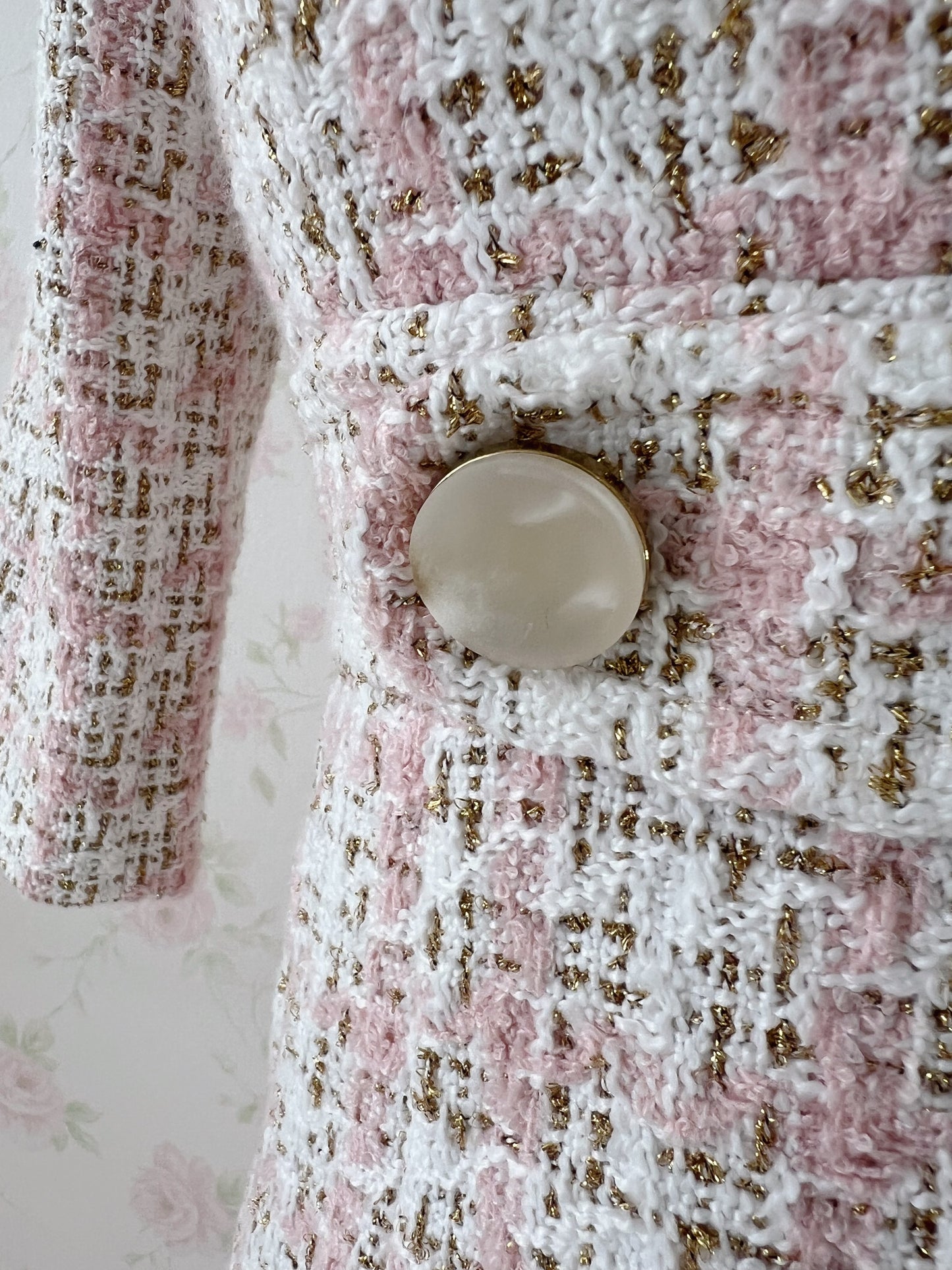 Michellmacaron Tweed Dress (Pink)