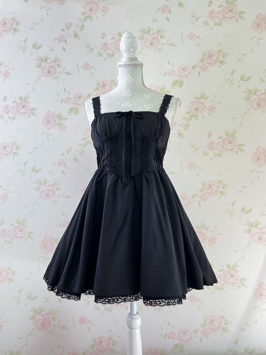 GRL Corset Style A Line Dress (Black)