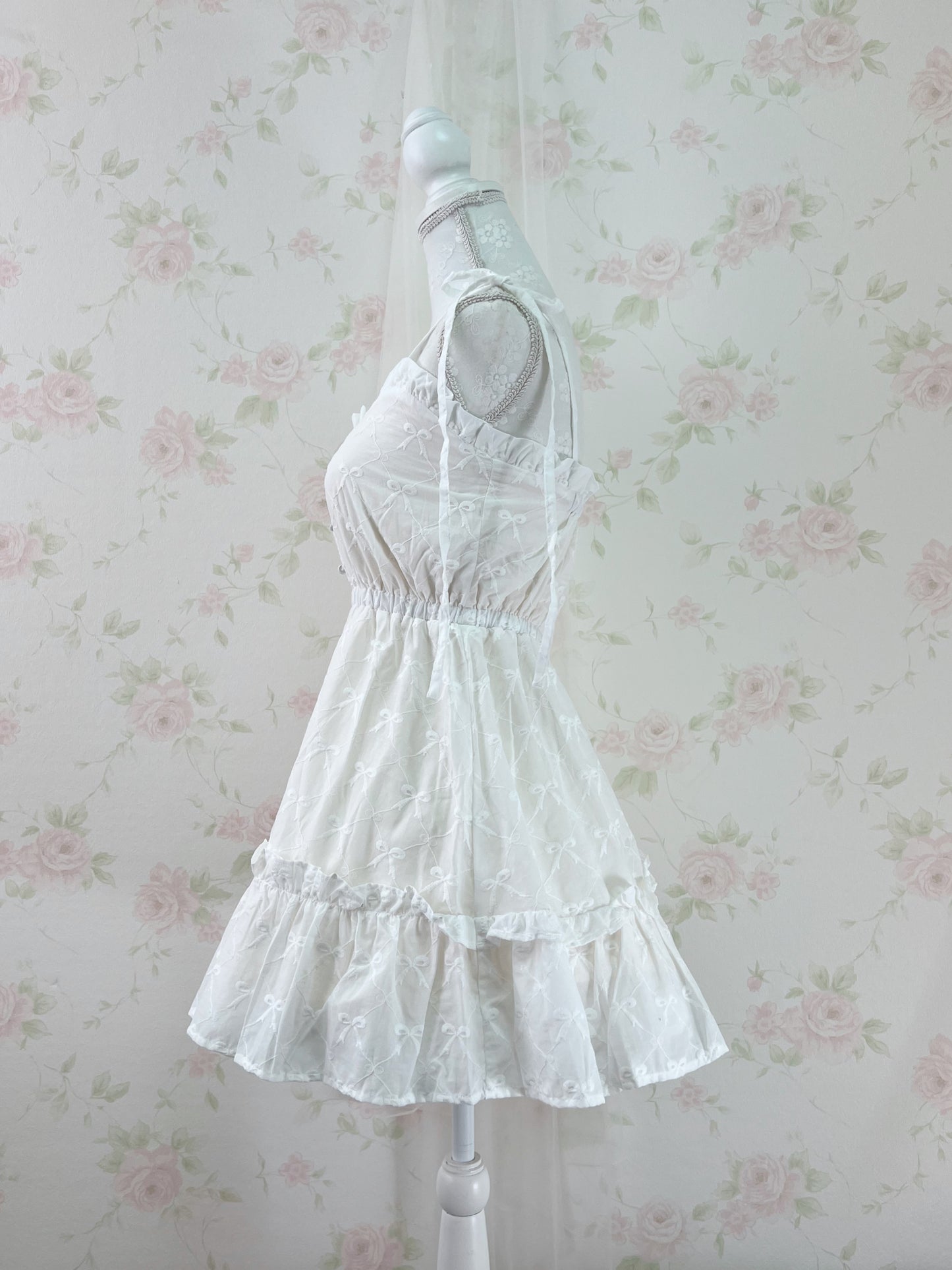 apres jour Ribbon Pattered Cotton Dress (Ivory)