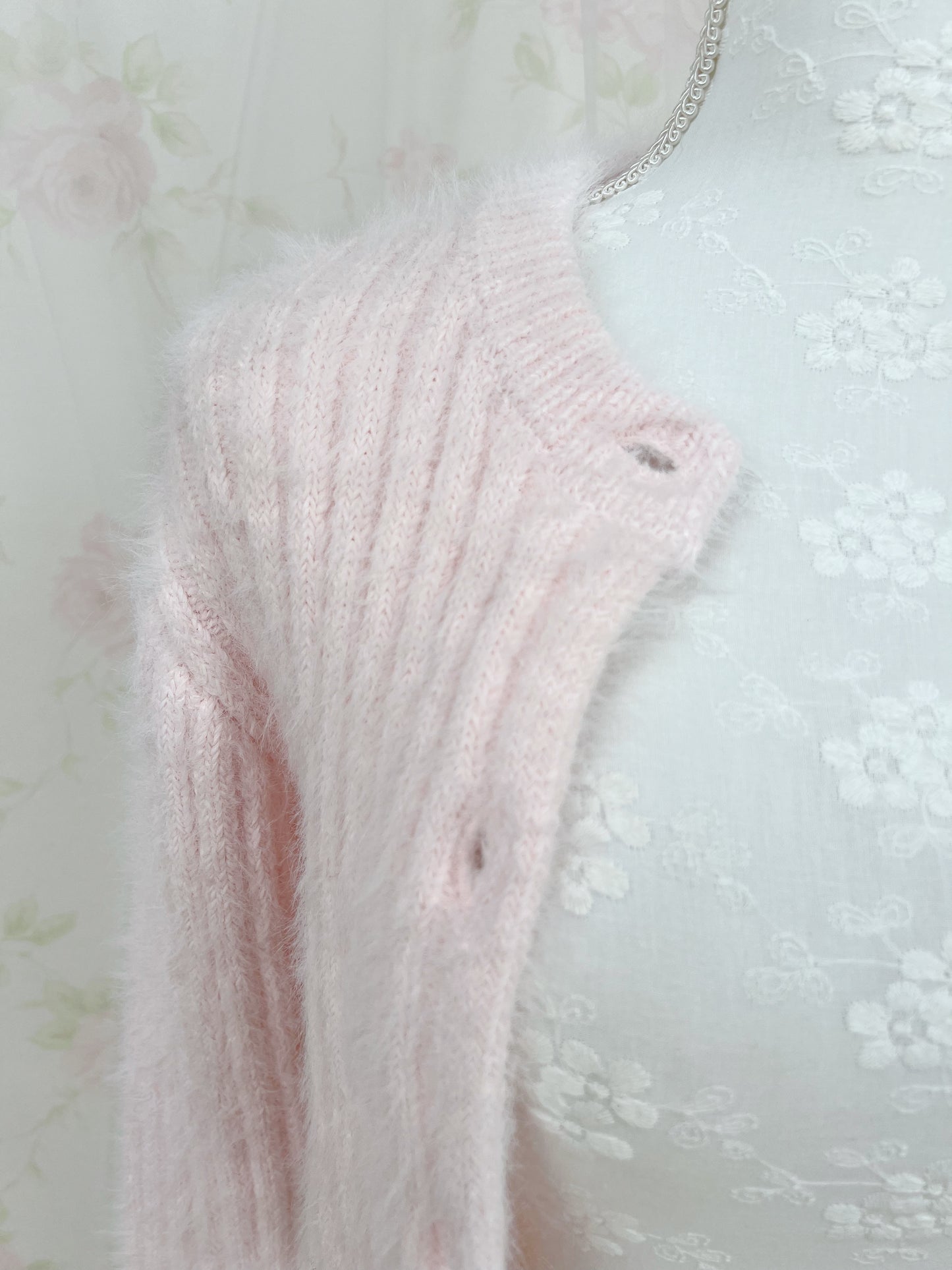 GRL Shaggy Camisole Set Cardigan (Baby Pink)