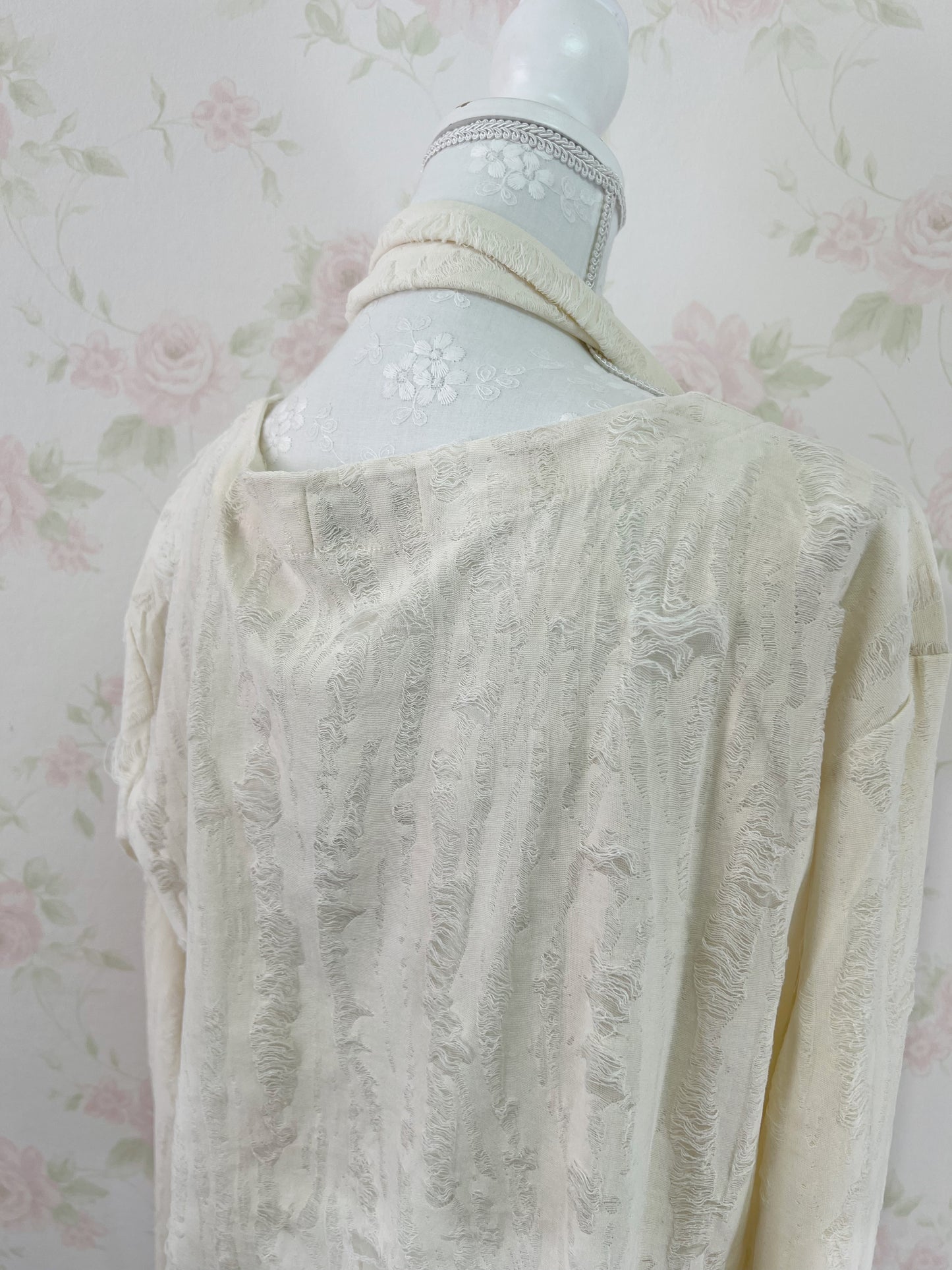Butterfly Printed Damaged Long Sleeved Top
