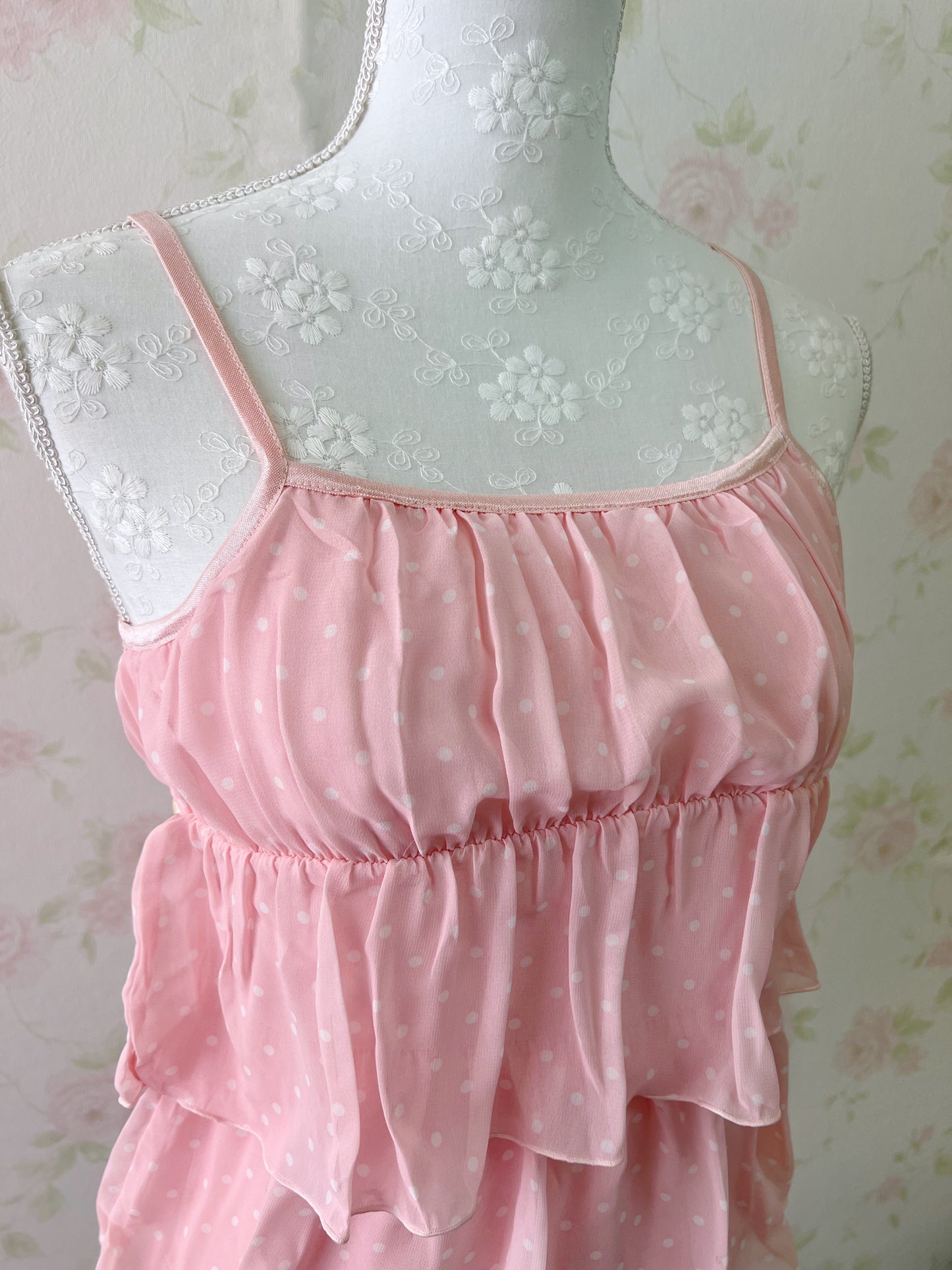 Polka Dot Tiered Camisole (Pink)