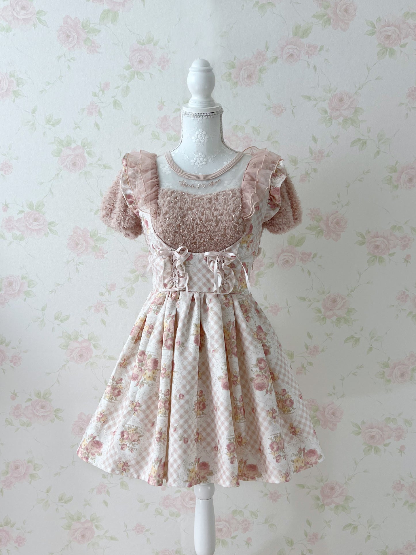 LIZ LISA My Melody Collaboration Checked Jumper Skirt (Peach Pink)