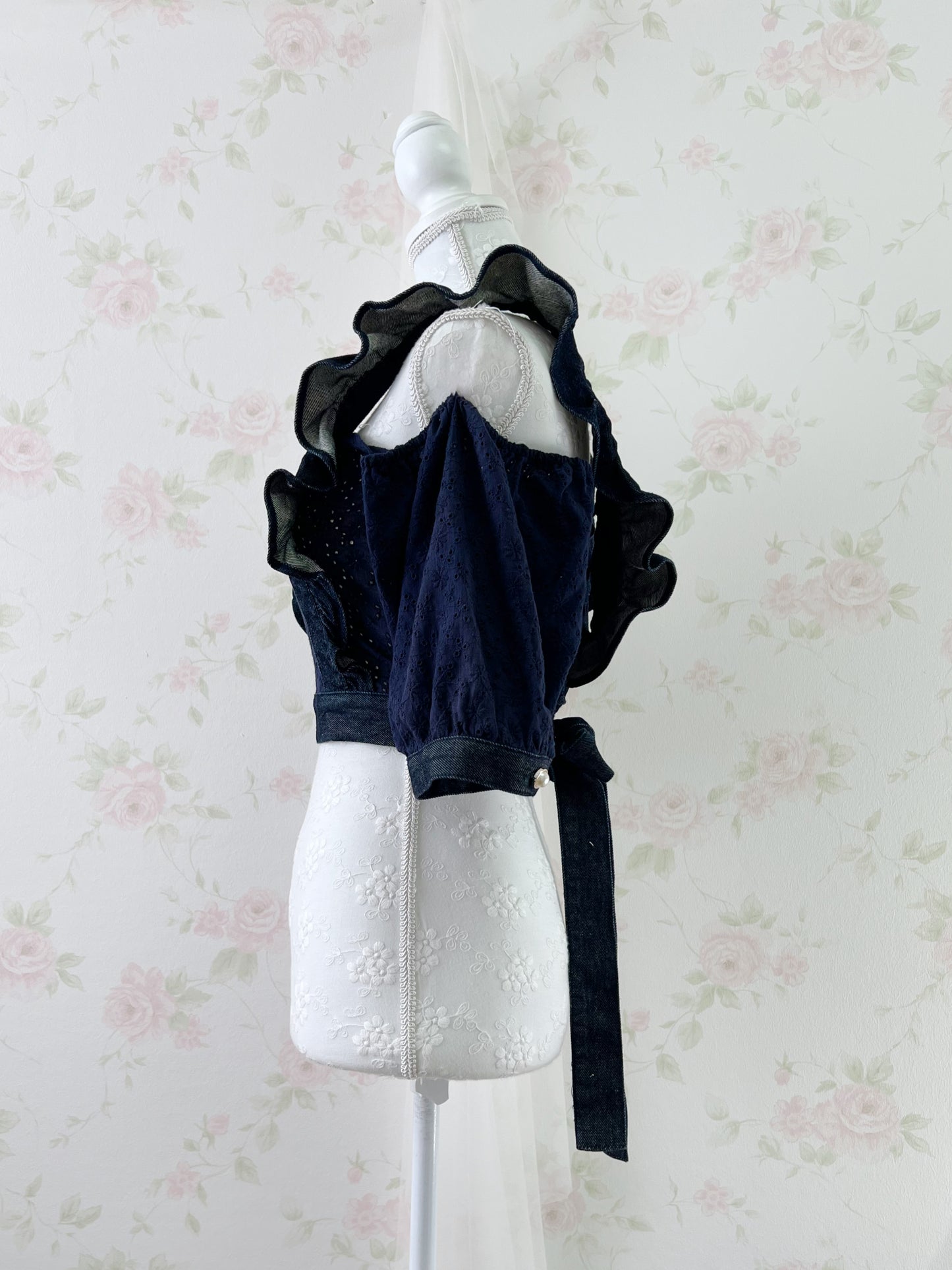 Swankiss Denim Off Shoulder Bustier