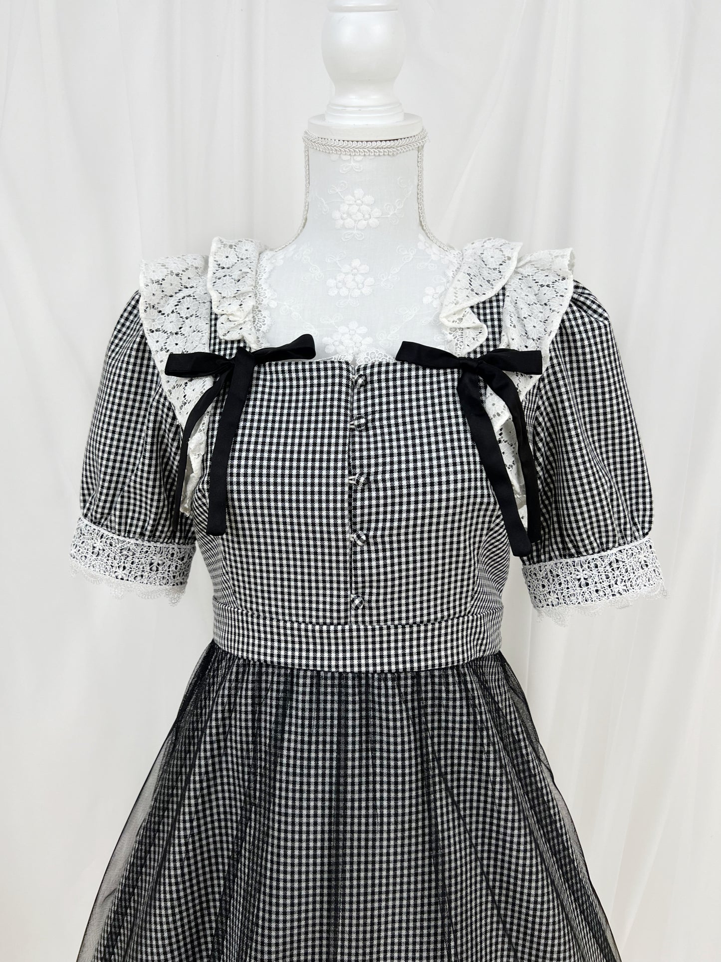 BUBBLES Side Ribbon Checked Dress
