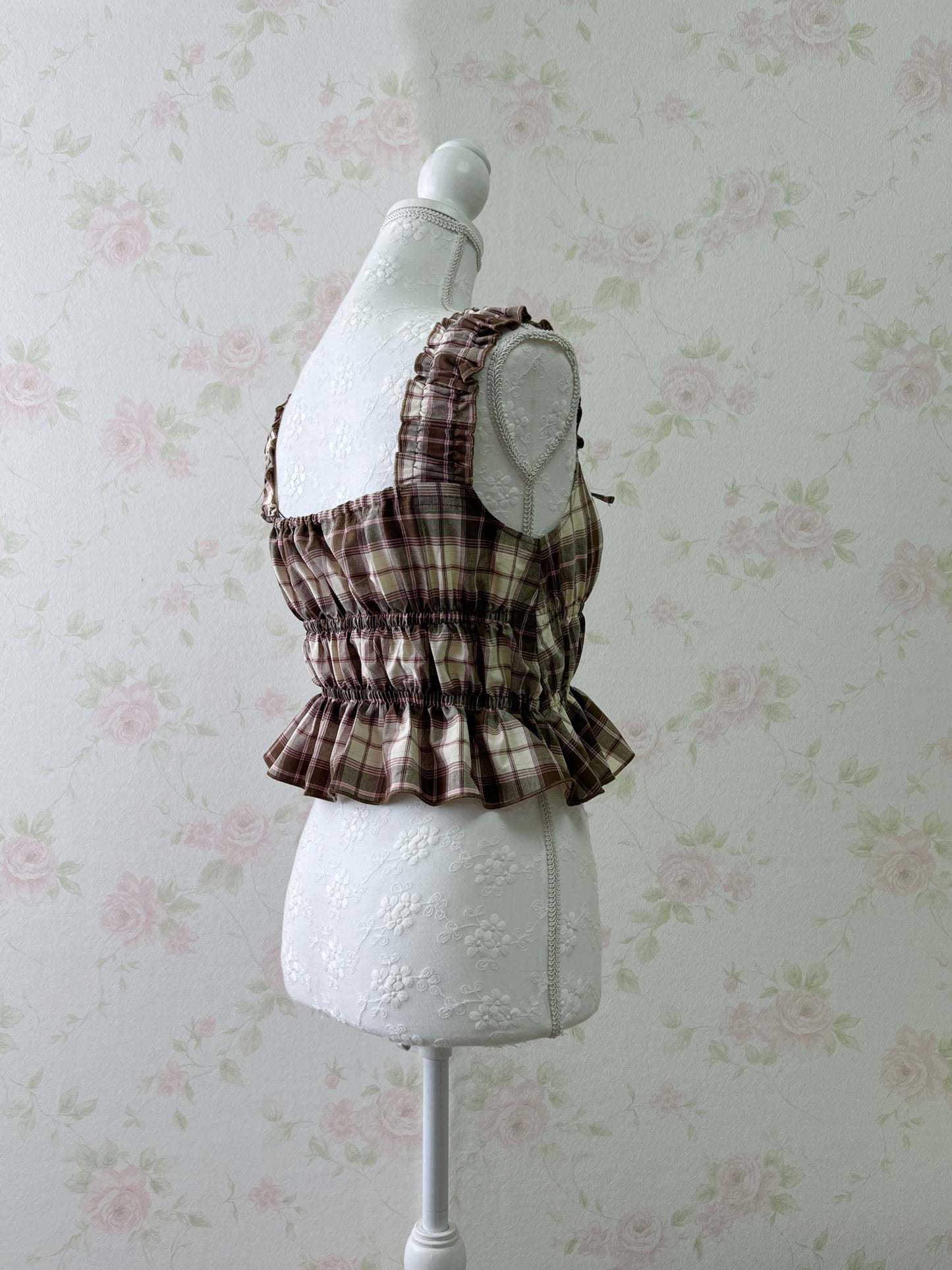GRL Strawberry Chocolate Checked Girly Top