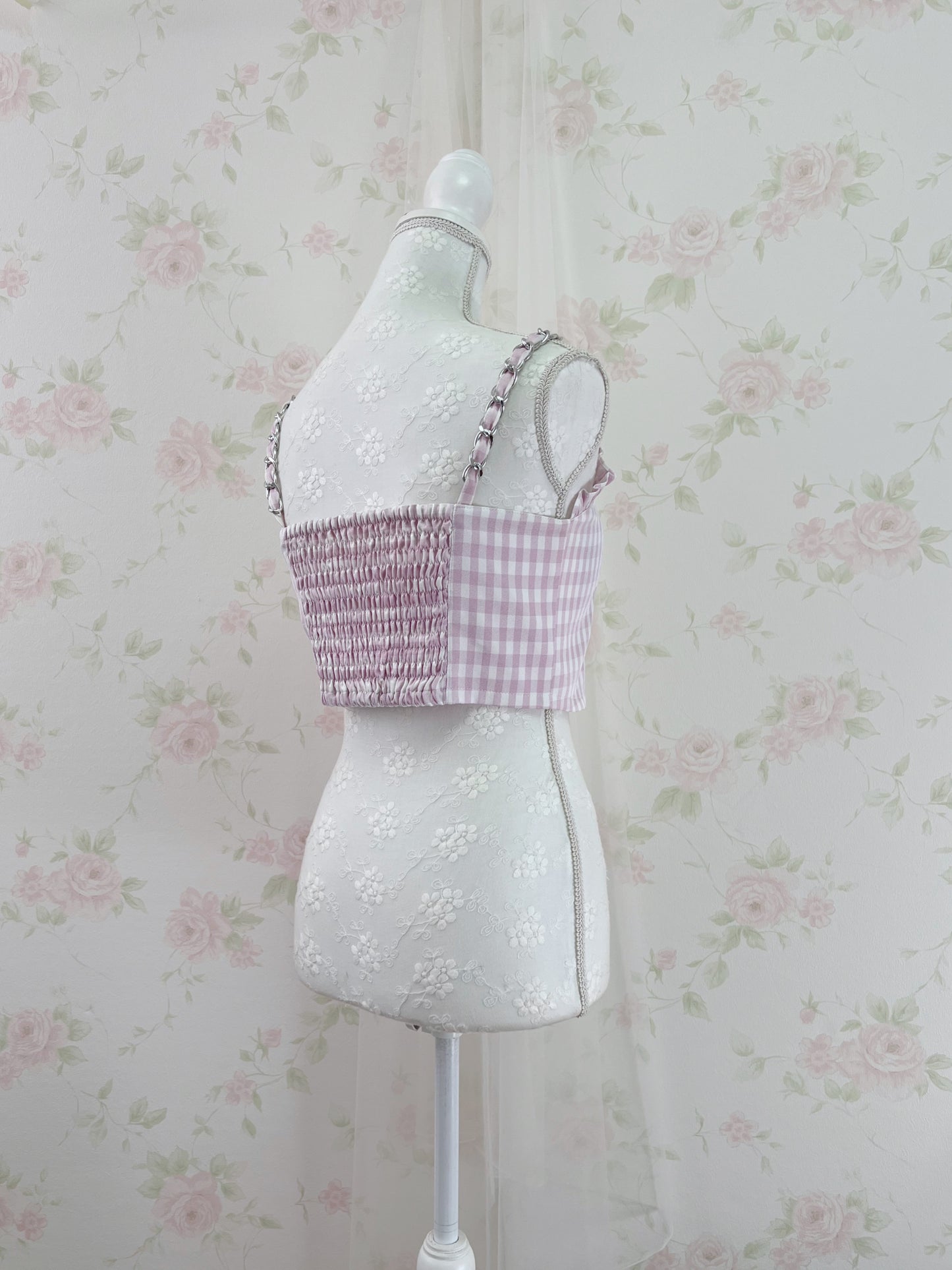 Ank Rouge Gingham Checked Bustier (Pink)