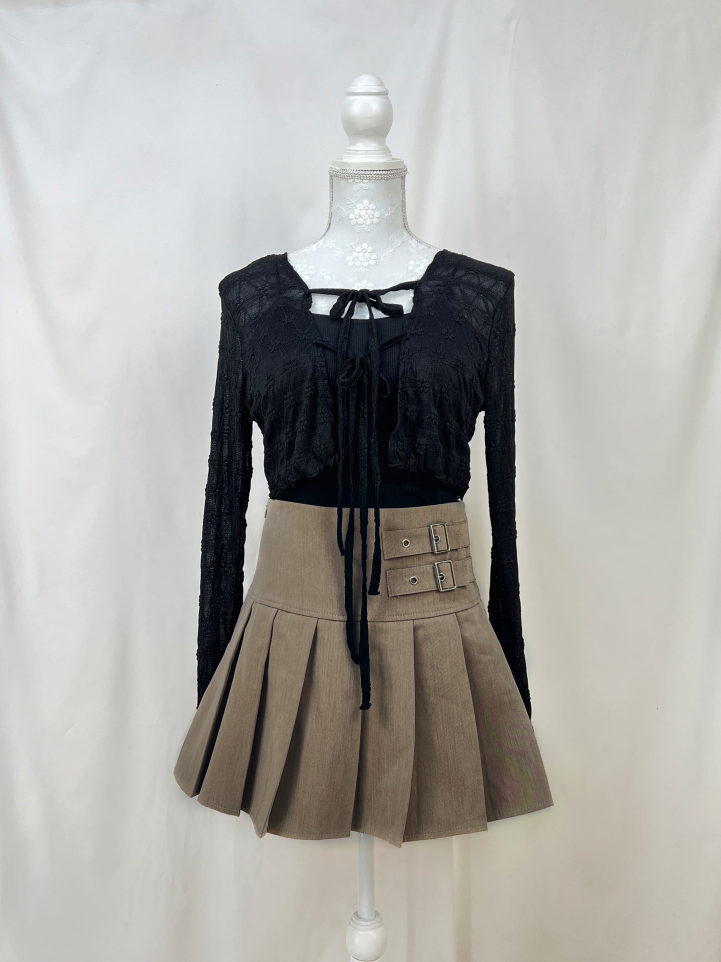 Front Double Bow Soft Cardigan (Black)
