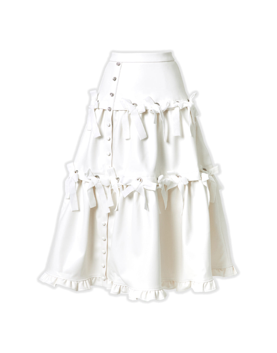 AVENCHUMU Leather look hole ribbon skirt