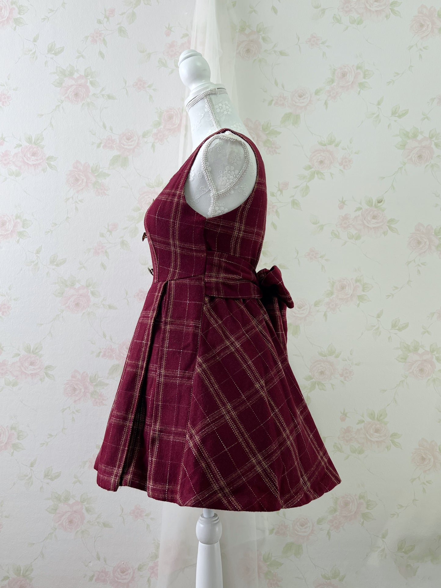 bobon21 Heart Button Jumper Mini Dress (Bordeaux)