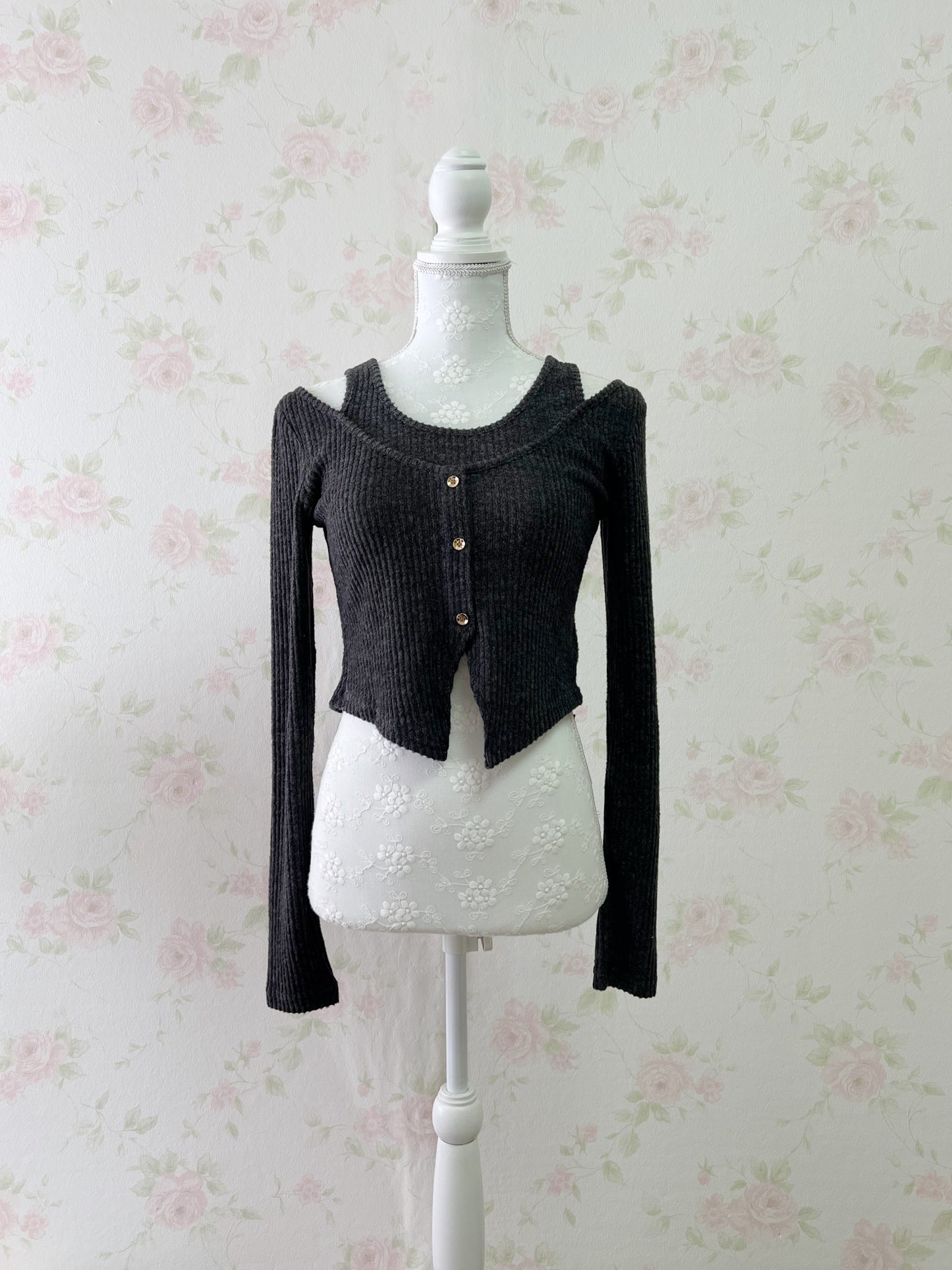 GRL Off Shoulder Strap Attached Top (Gray)