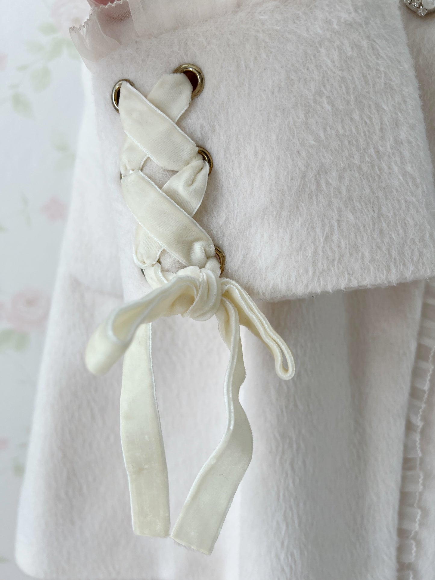 ROJITA Pearl Bijou Button Wool Mix Coat