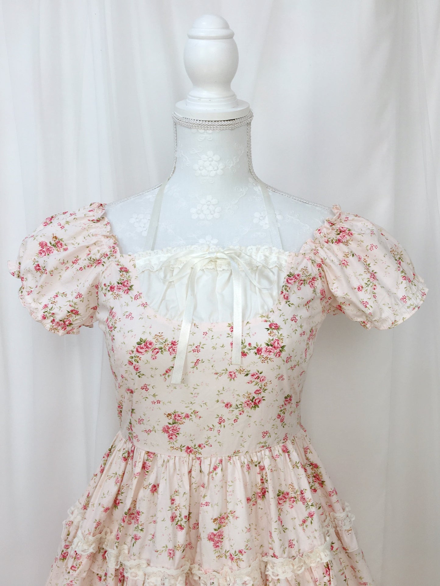 Princess Floral Cotton Halter Neck Dress