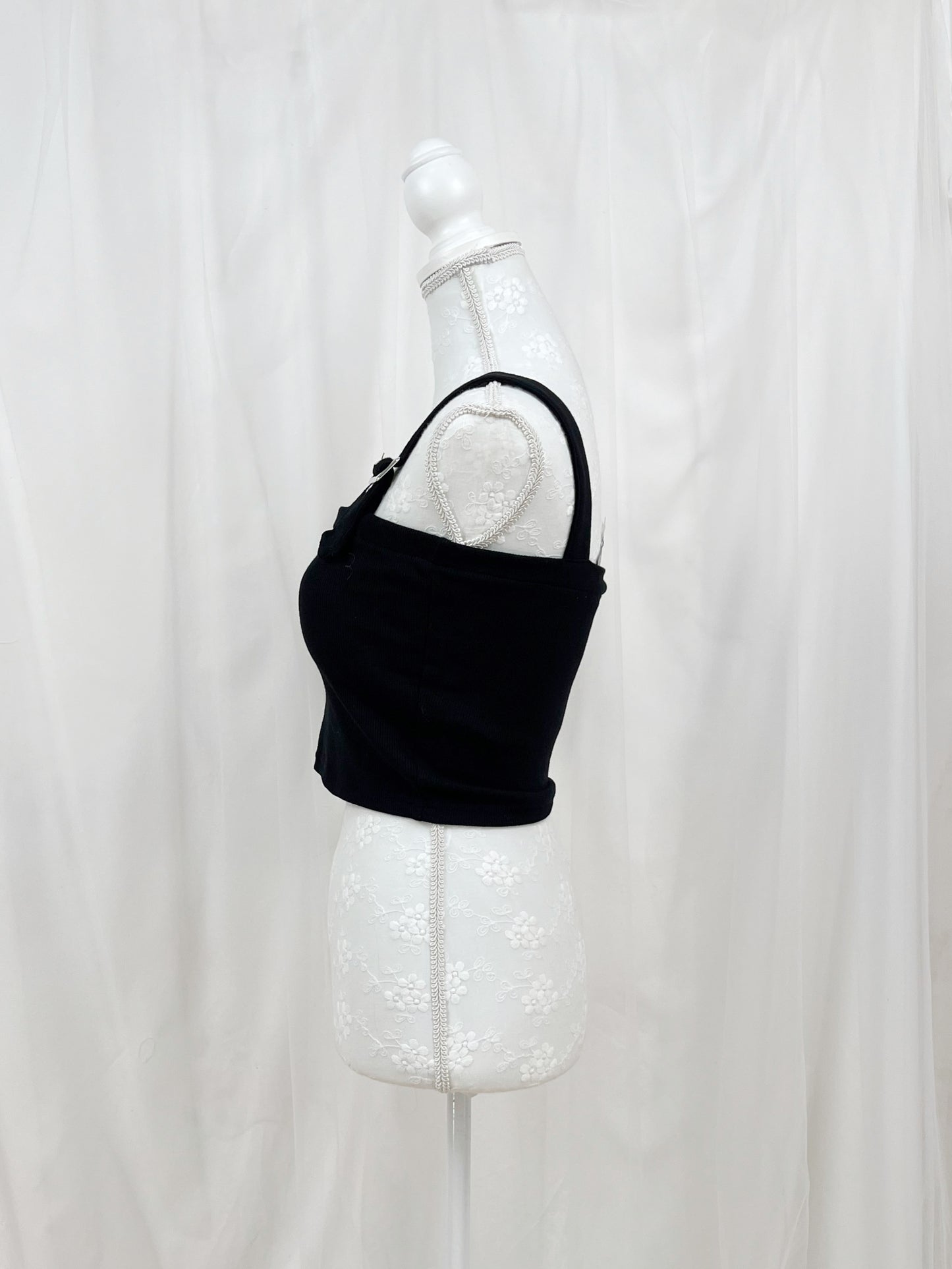 Buckle Strap Top With Cups (Black)