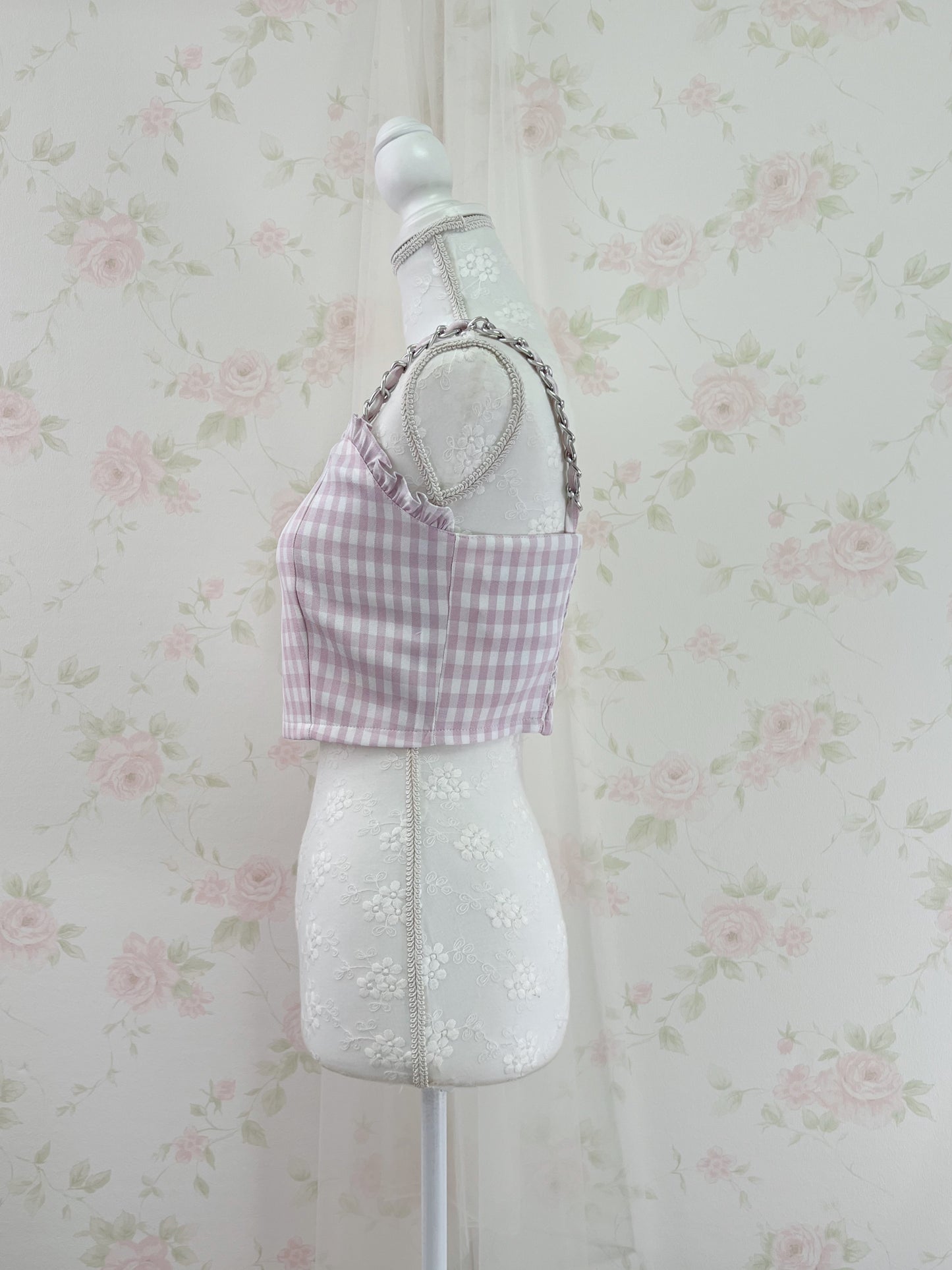Ank Rouge Gingham Checked Bustier (Pink)