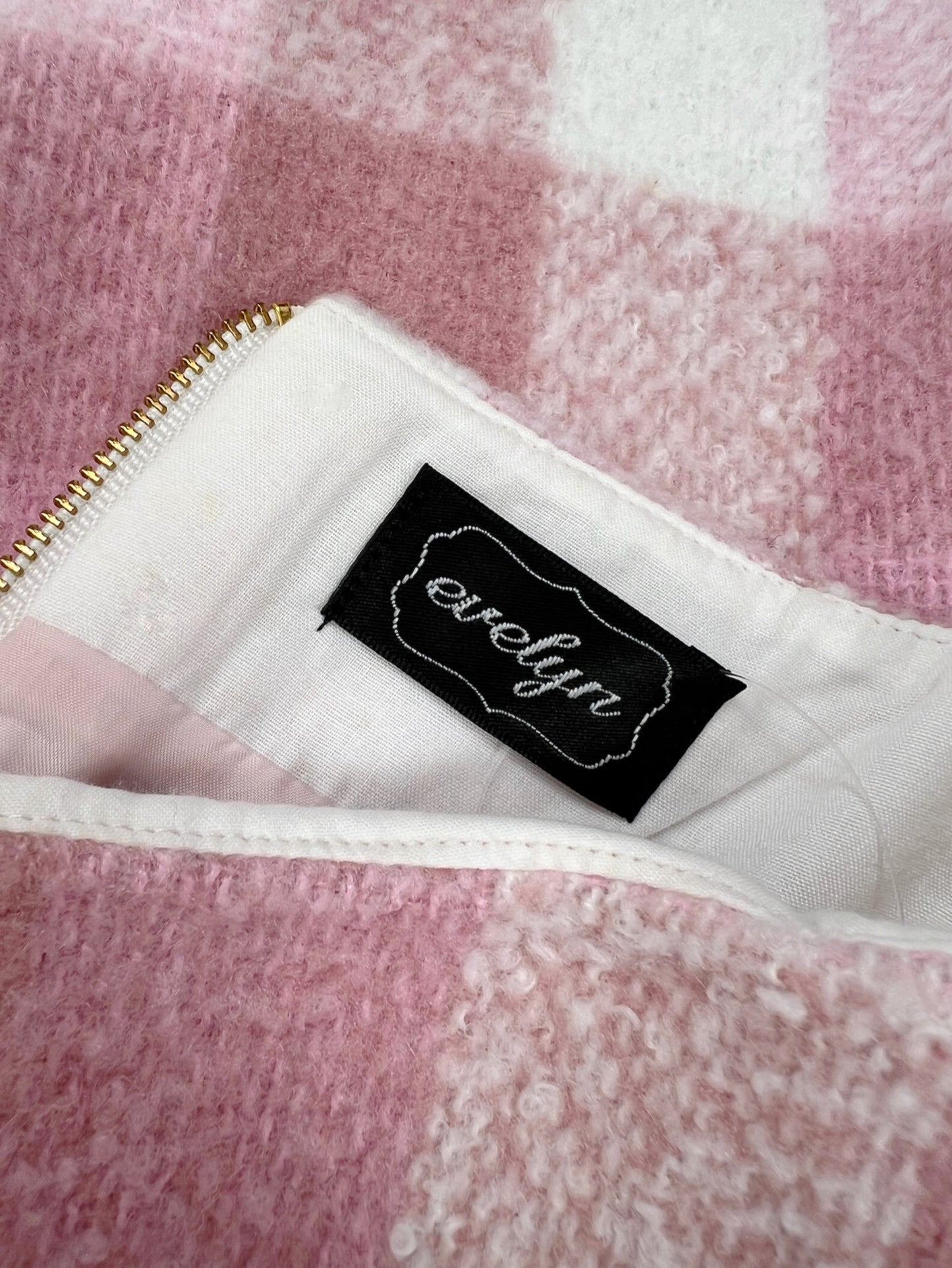 evelyn Checked Trapezoid Skirt (Candy Pink)