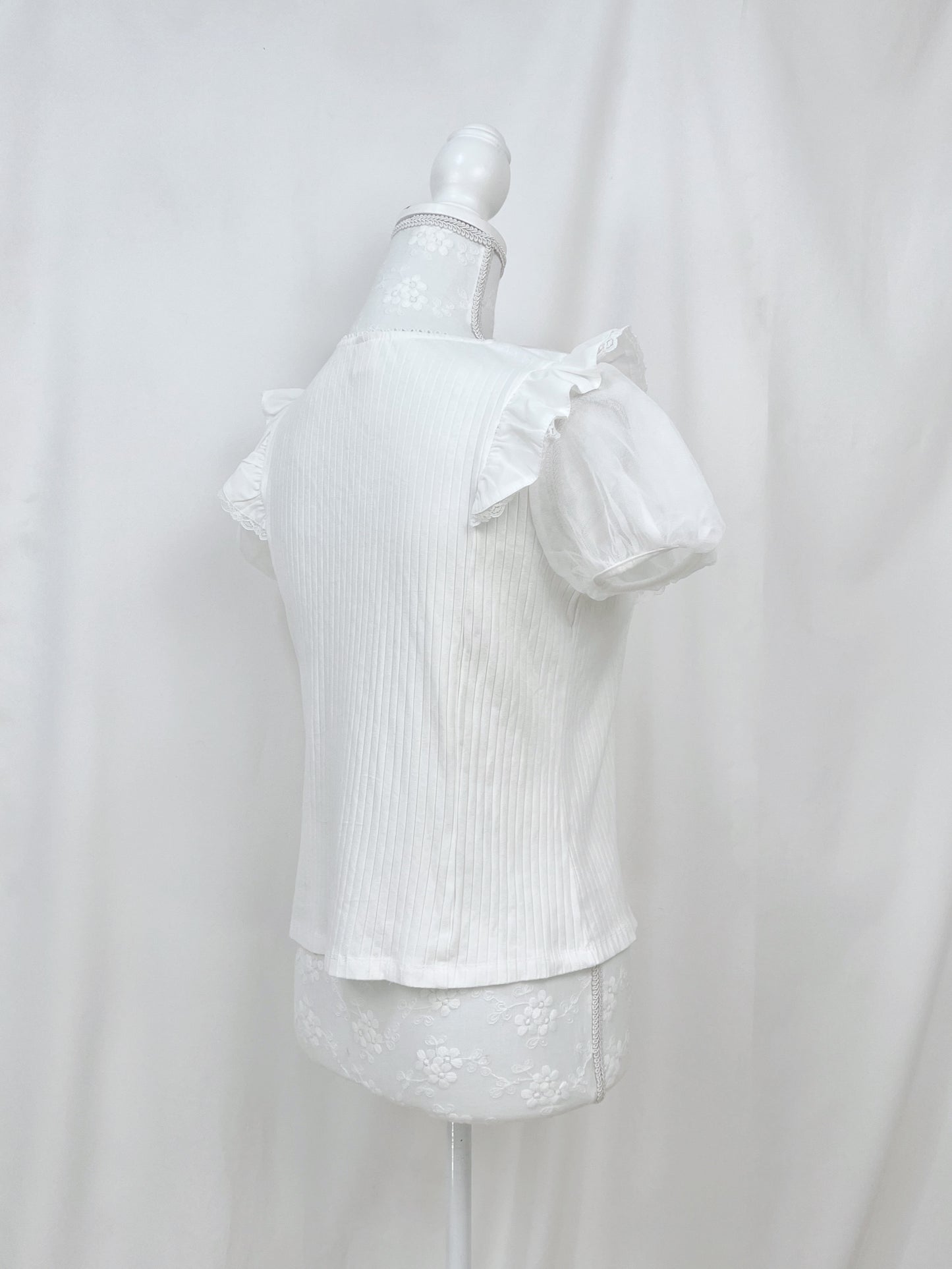 Secret Honey Tulle Sleeve Top(White)
