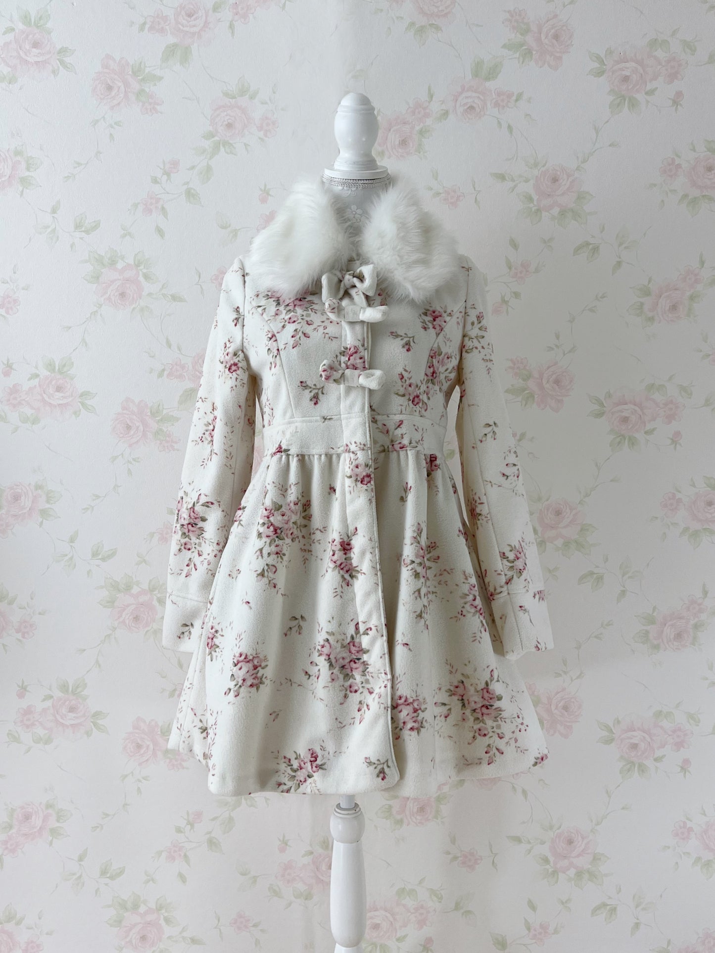 LIZ LISA Fur Collar Floral Long Coat