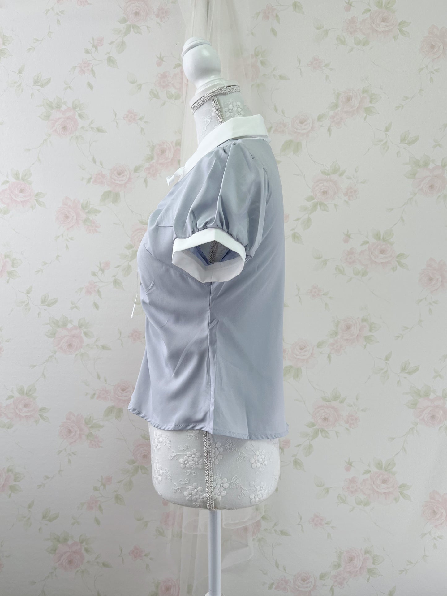 GRL Bicolor Puff Sleeved Blouse (White)