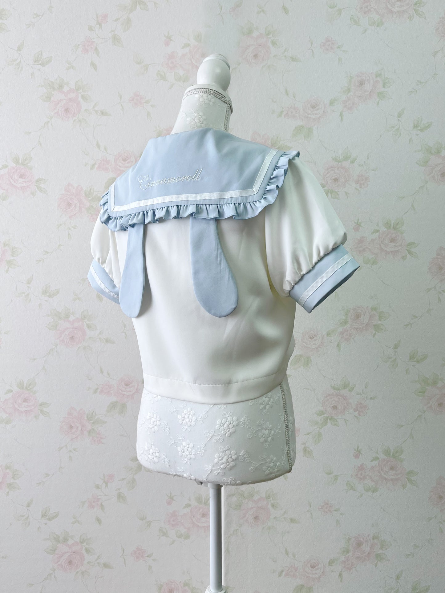 Cinnamoroll Sailor Bunny Collar Logo Embroidery Shirt